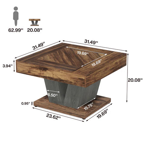 Wood Coffee Table, 31.5" Modern Center Table Cocktail Tea Table