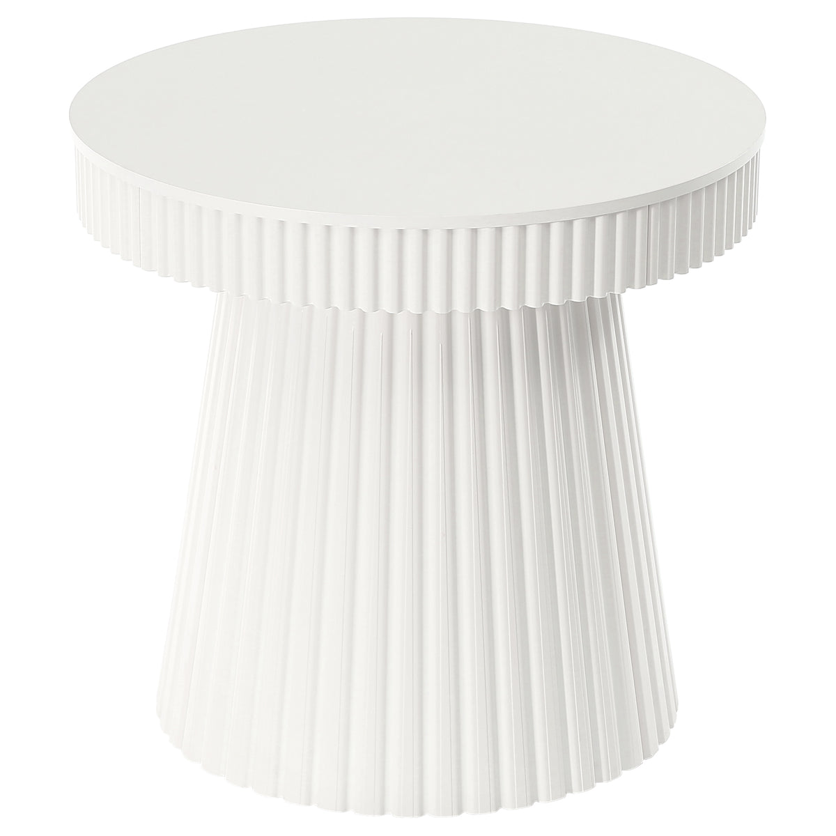 31.5 Inch Round Dining Table with Fluted Pedestal Base, Small Kitchen Table for 2-4 in Cream White