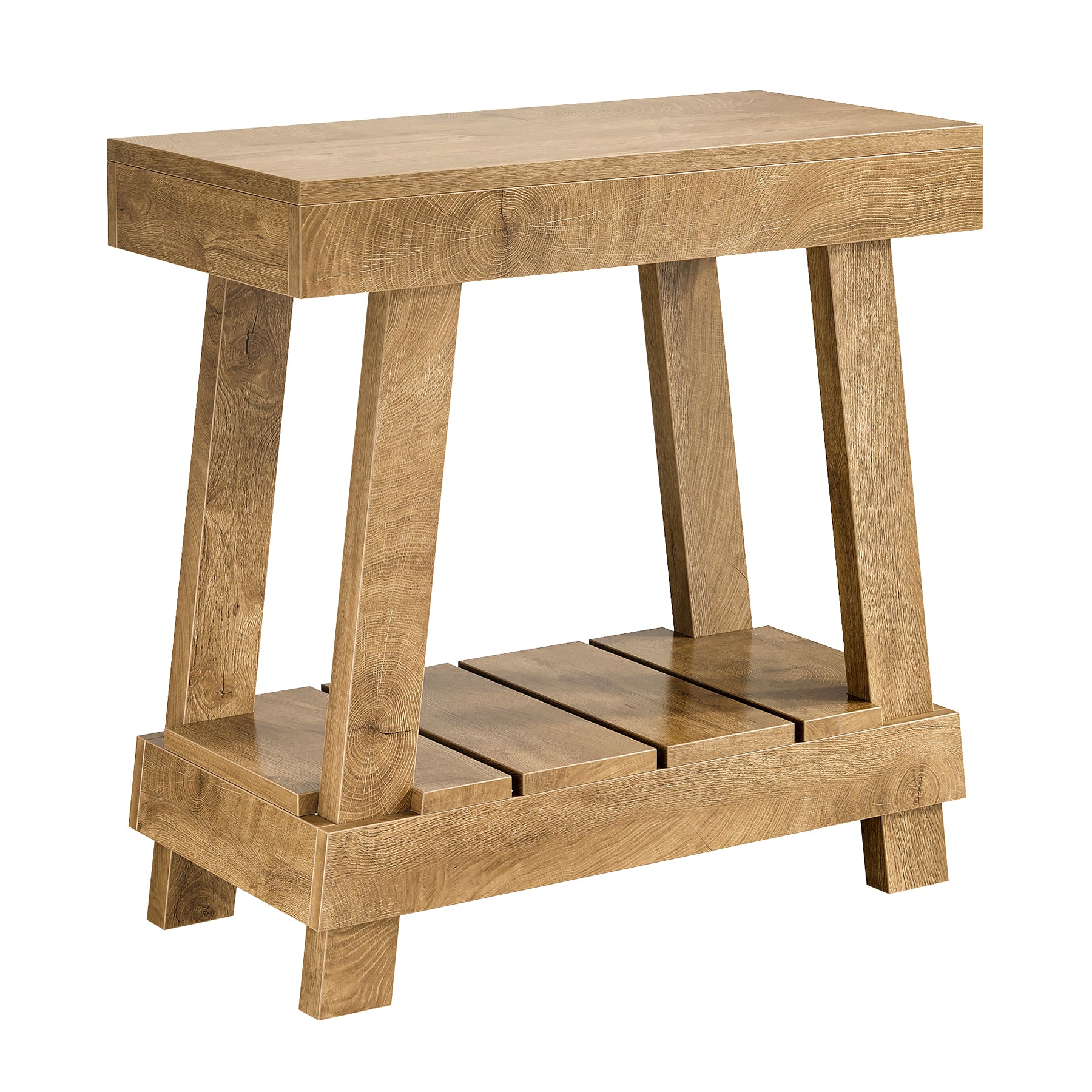 23.62" 2-Tier End Table - Farmhouse Bedside Nightstand with Storage Shelf