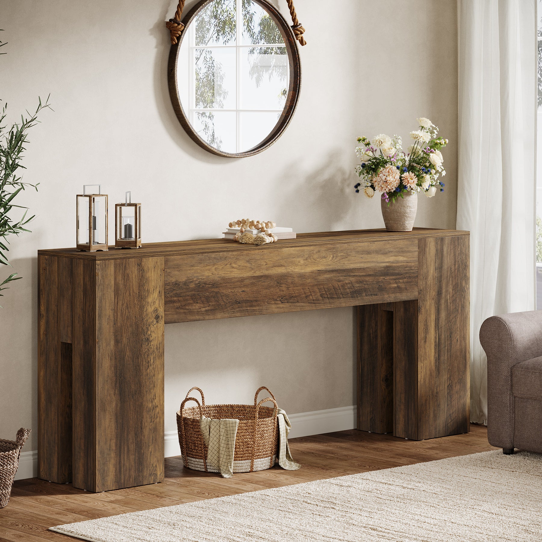 Tribesigns 70.87-Inch Long Console Table, Farmhouse Sofa Table for Entryway, Hallway, Living Room