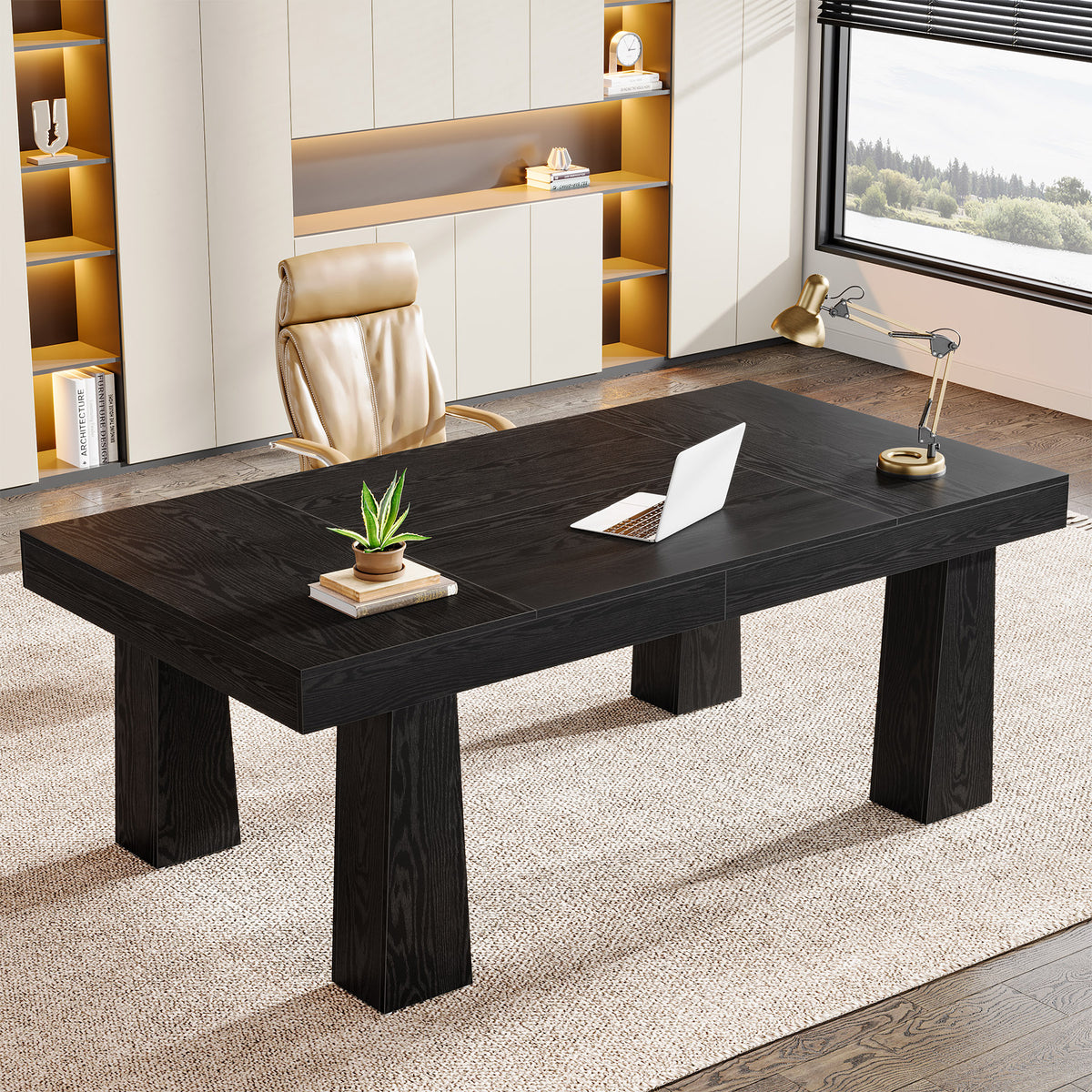 Tribesigns 63 Inch Executive Desk with Tapered Legs, Modern Computer Desk for Home Office