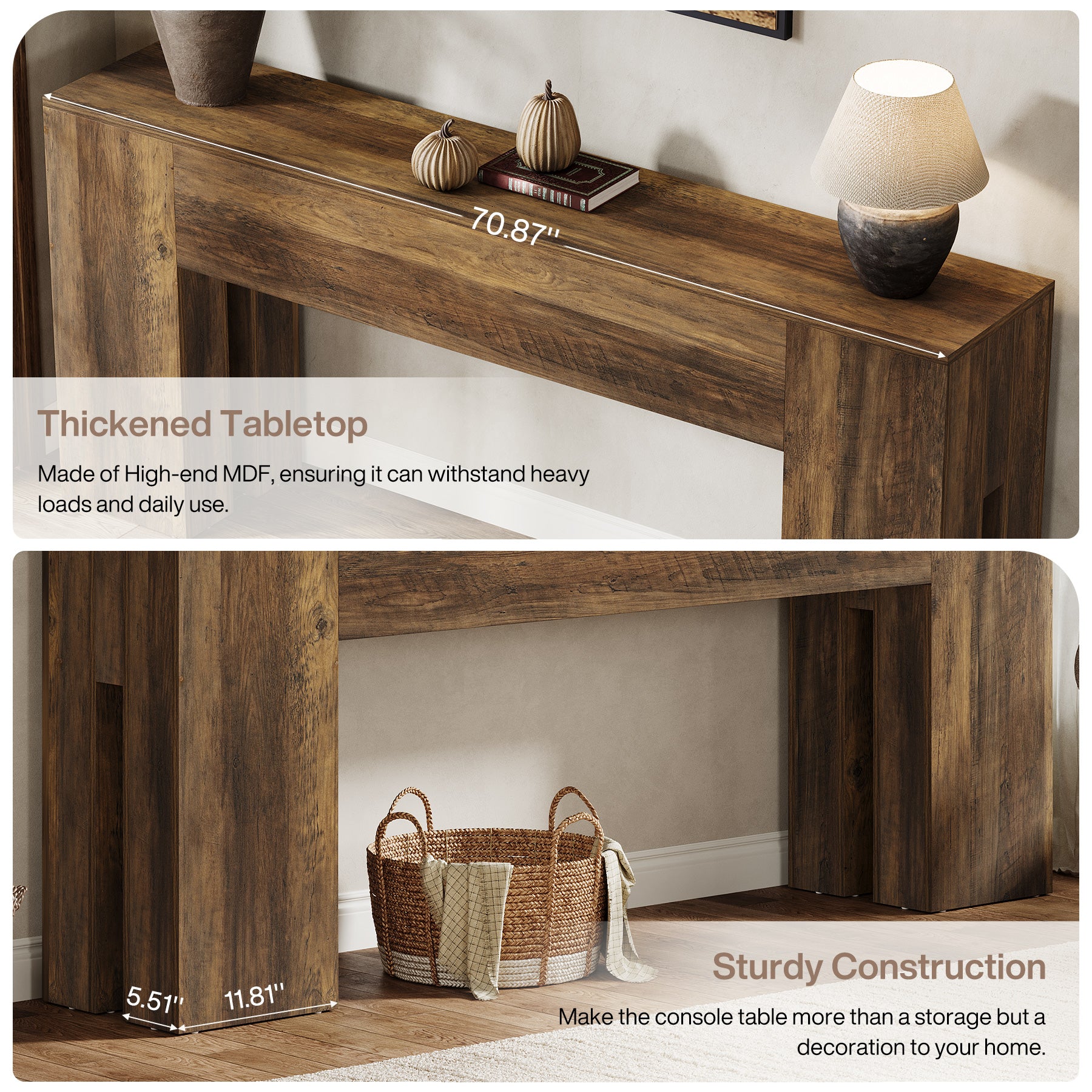 Tribesigns 70.87-Inch Long Console Table, Farmhouse Sofa Table for Entryway, Hallway, Living Room