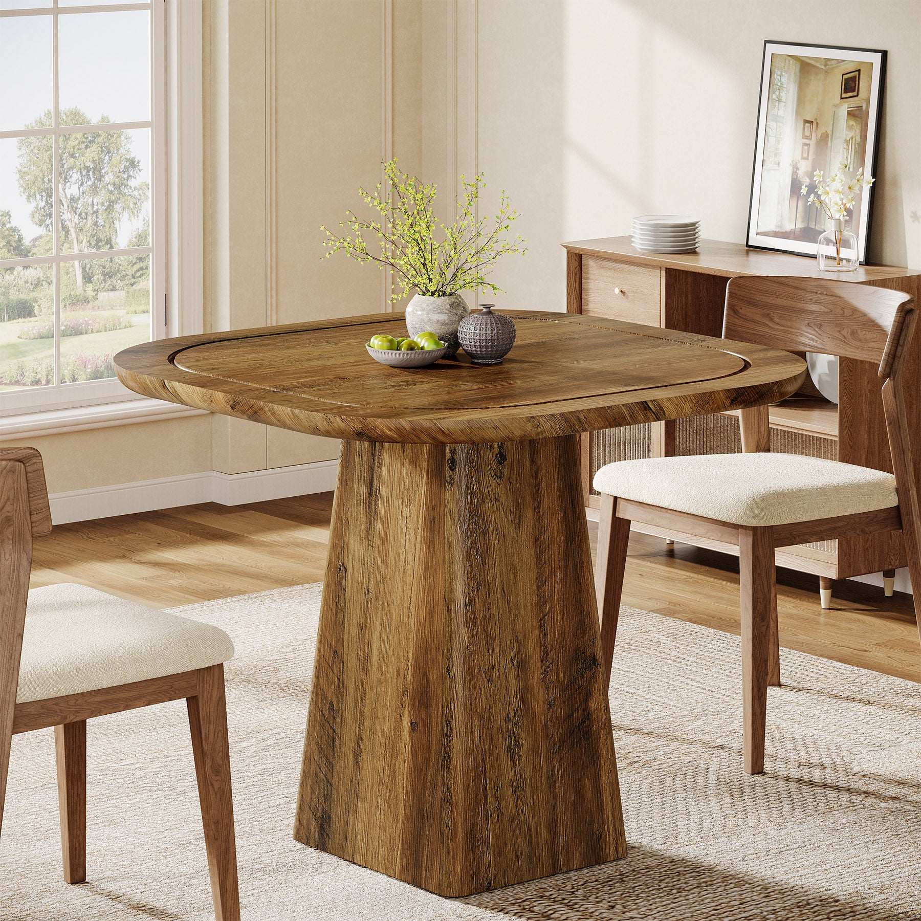 31.5-Inch Farmhouse Square Dining Table for 2–4, Rustic Kitchen Table for Small Spaces