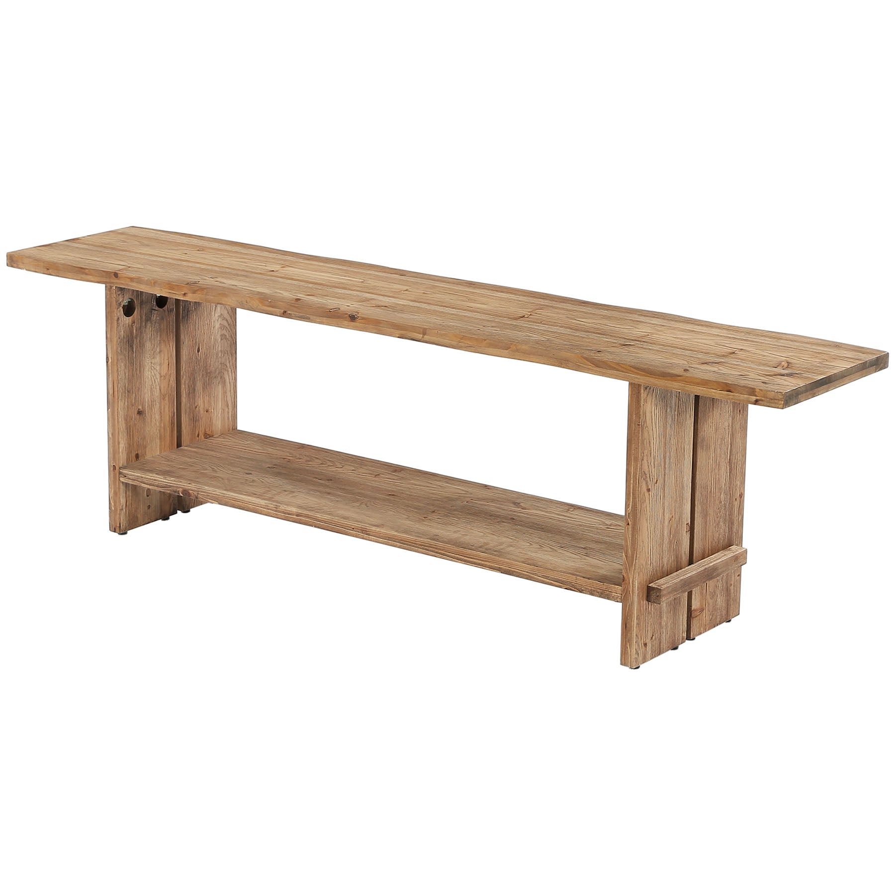 Tribesigns 71 Inch Solid Wood TV Stand with 2-Tier Storage, Media Console for 55 to 85 Inch TVs