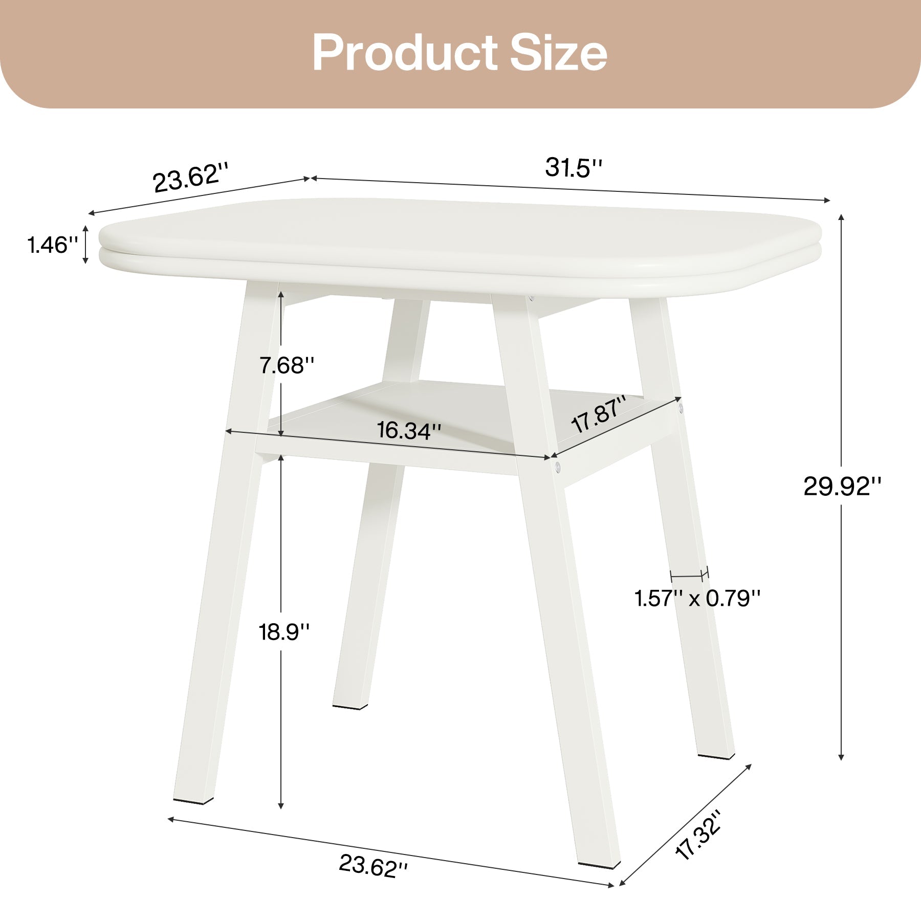 31.5" Dining Table, Small Modern Kitchen Table with Storage Shelf for 2-4 People