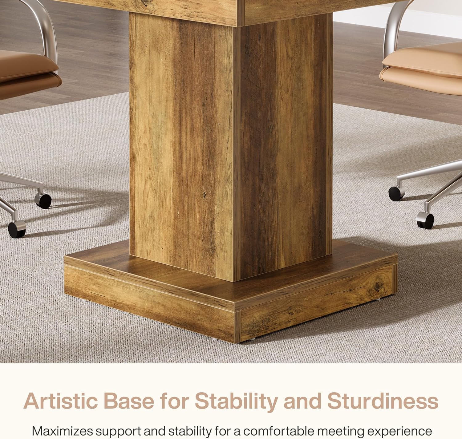 31.5" Square Conference Table - 4-Person Meeting Table w/Pedestal Base