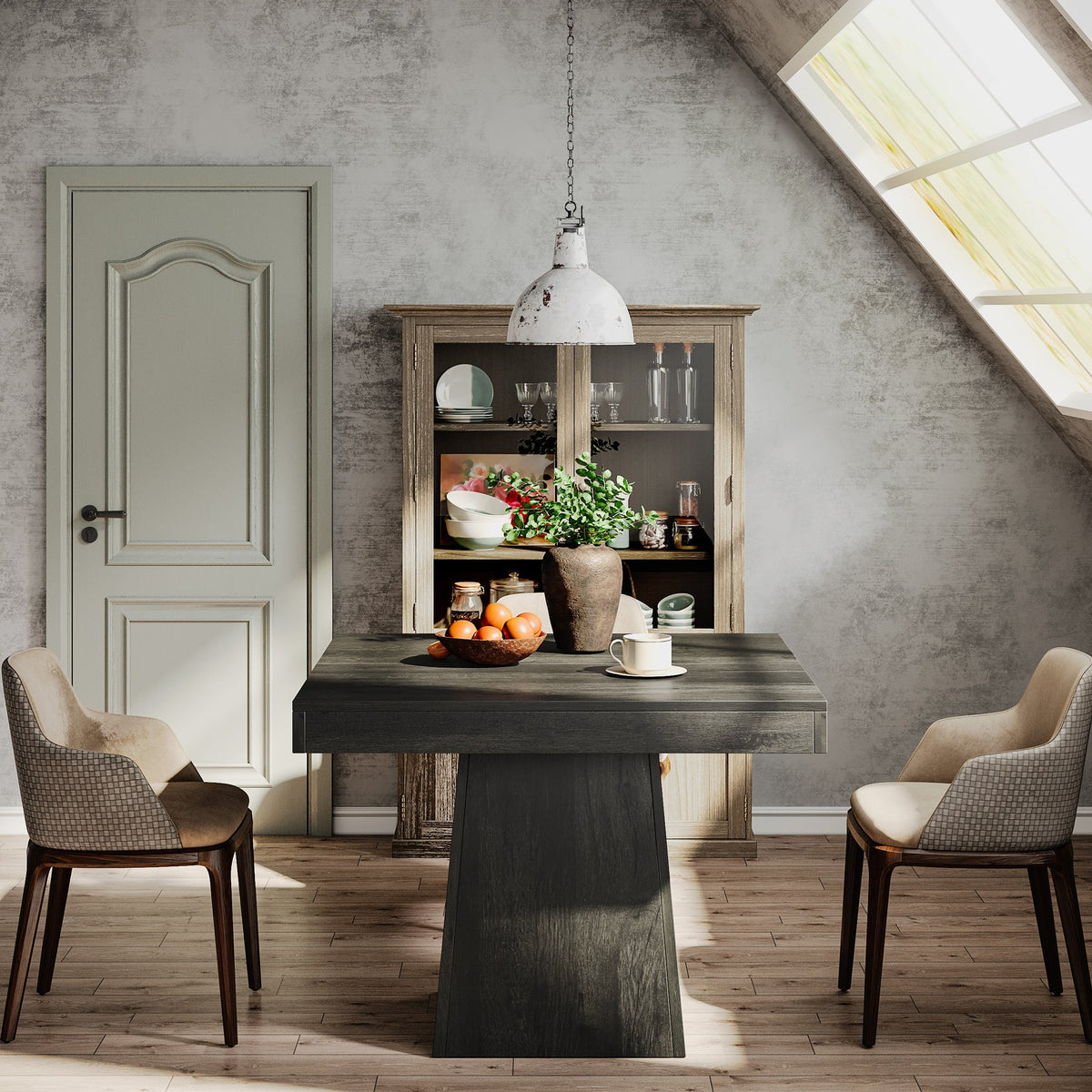 Tribesigns 31.5-Inch Square Dining Table for 4 with Pedestal Base, Farmhouse Kitchen Table