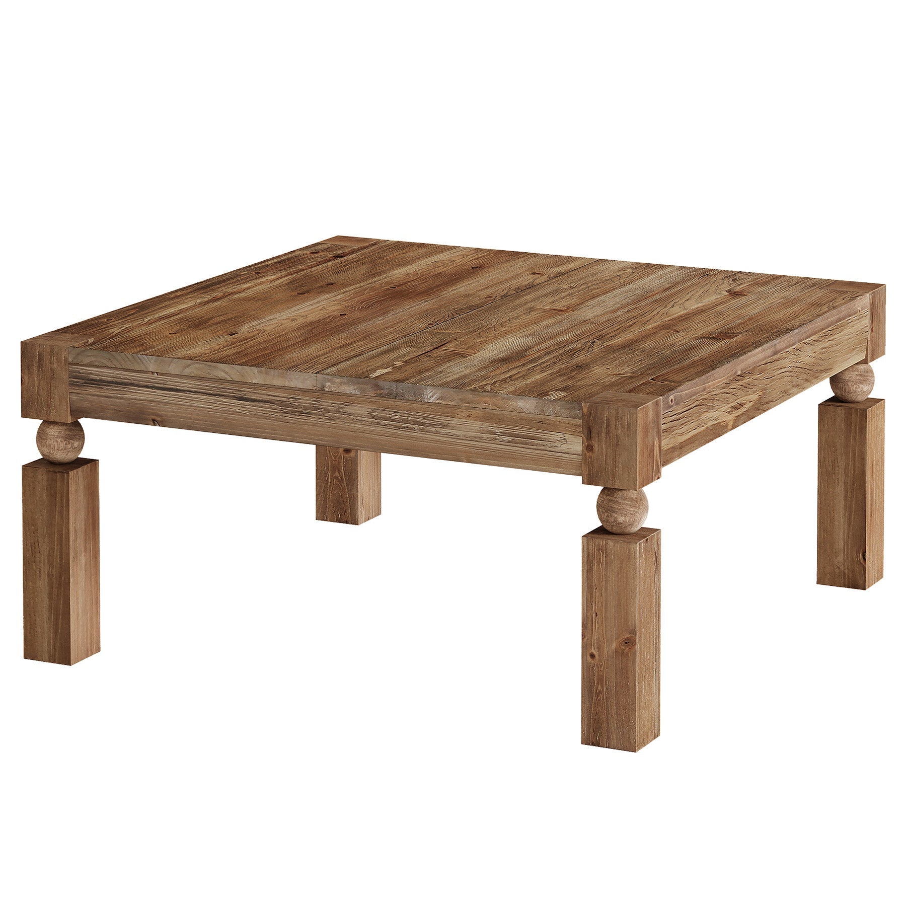 39" Square Coffee Table, Farmhouse Wood Accent Center Table with Sturdy Legs