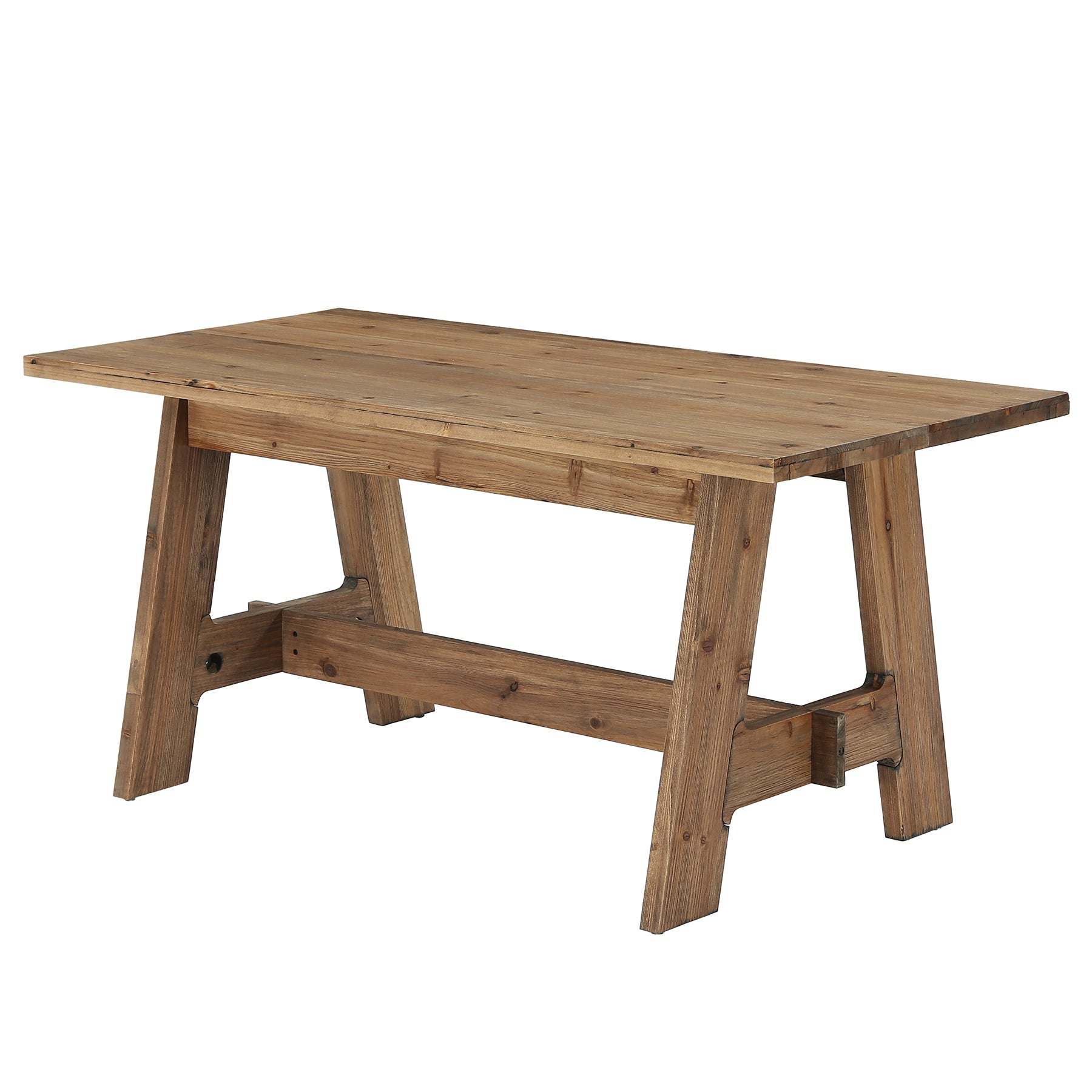 63-Inch Farmhouse Dining Table with Solid Wood and Trestle Base