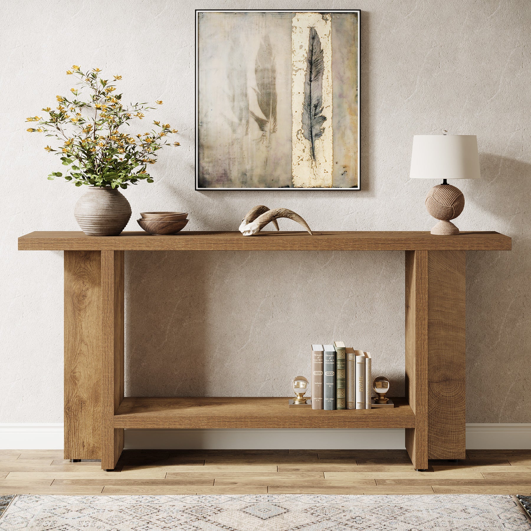 Tribesigns 59" Console Table, Farmhouse Sofa & Hallway Table with Double Storage