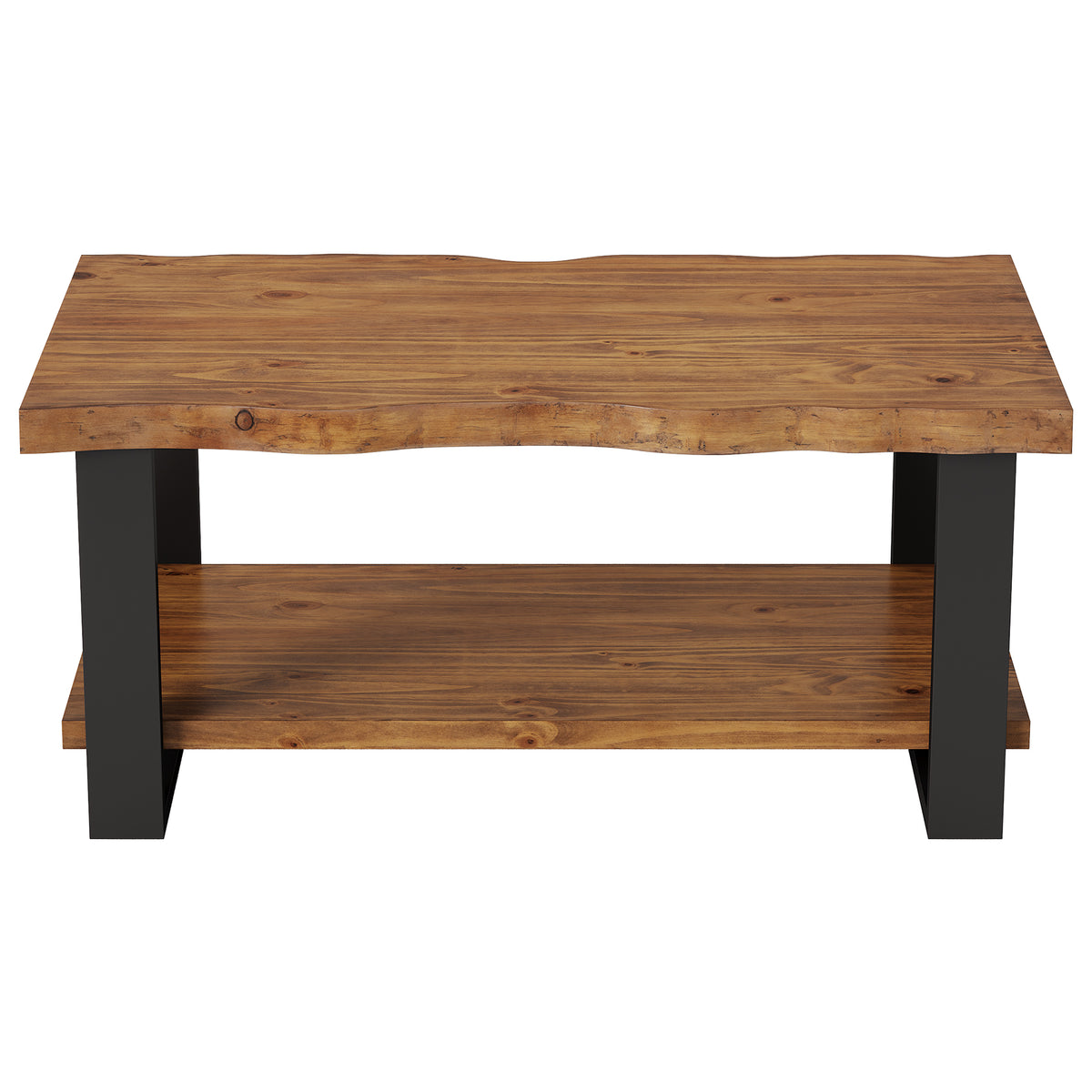 Tribesigns 47-Inch Solid Wood Coffee Table with Live Edge Top, 2-Tier Storage Table for Living Room