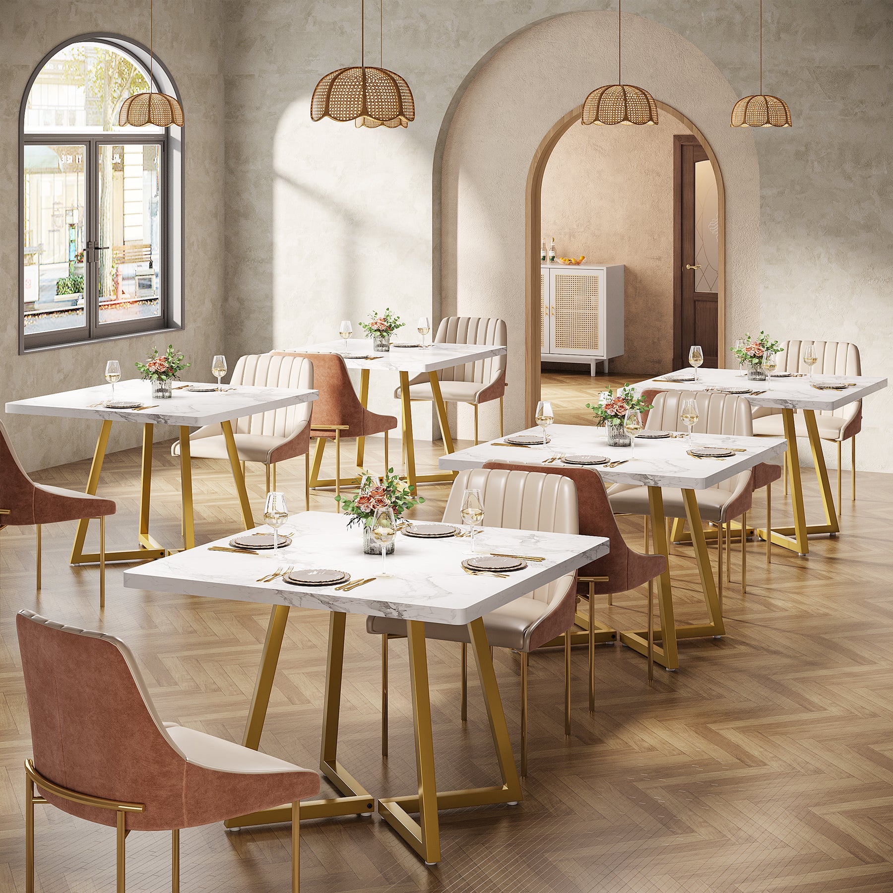 31.5" Square Dining Table, Wood Kitchen Table for 4