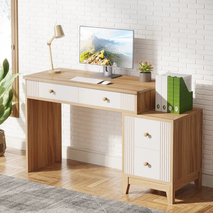 Wooden Computer Table Writing Desk with 4-Drawer