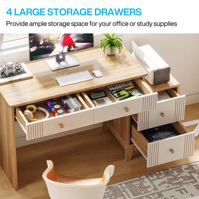 Wooden Computer Table Writing Desk with 4-Drawer