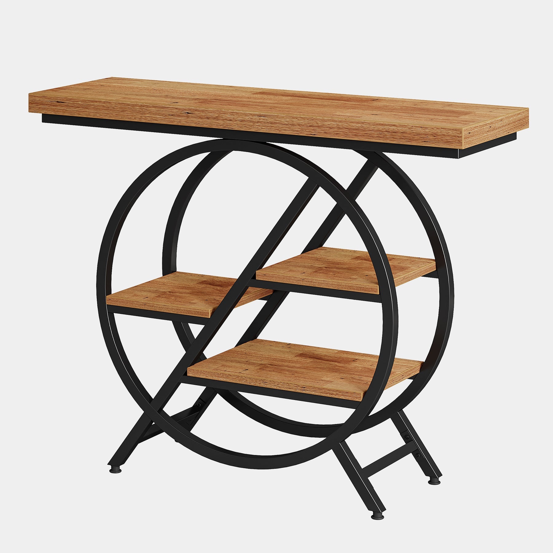 4-Tier Console Table, 39.4" Entryway Table with Geometric Metal Frame