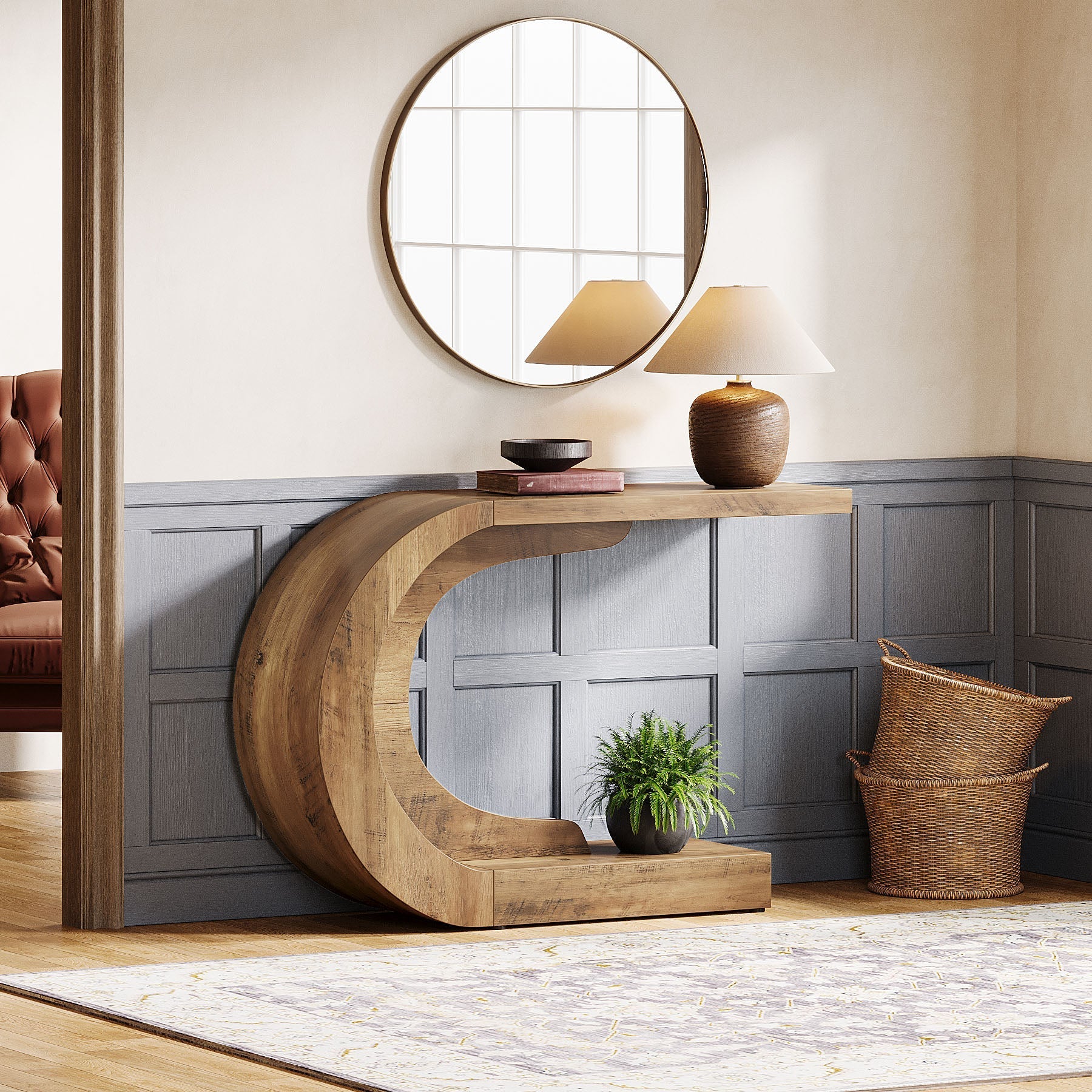 43" Console Table, C-Shaped Modern Accent Table Hallway Table