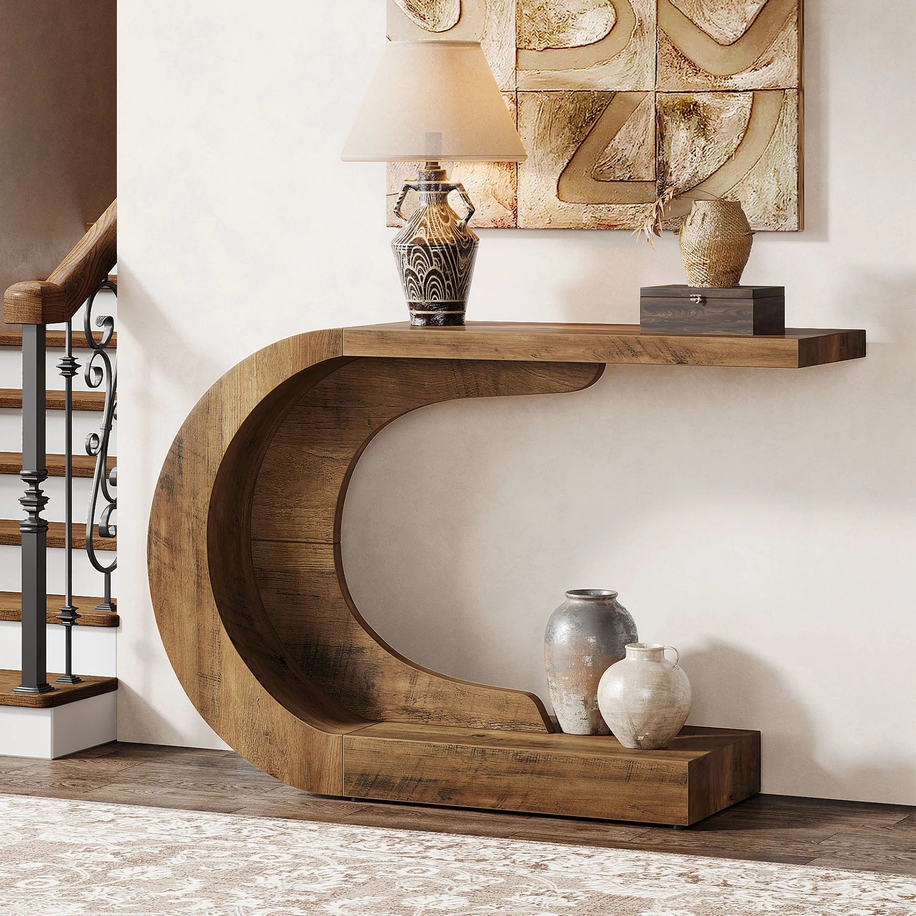 43" Console Table, C-Shaped Modern Accent Table Hallway Table