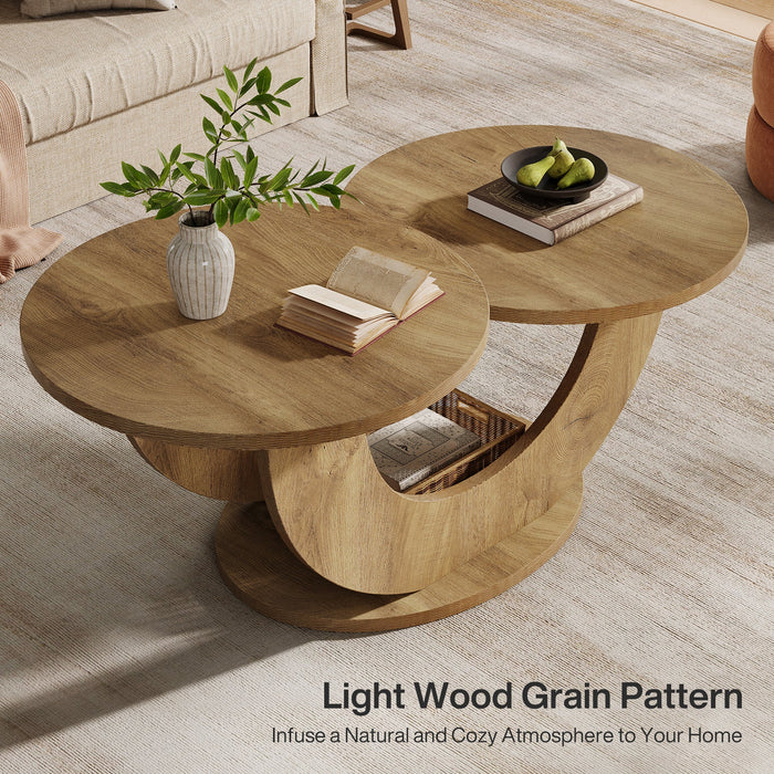 Modern U-Shaped Coffee Table - 45" Wide with 2 Display Shelves