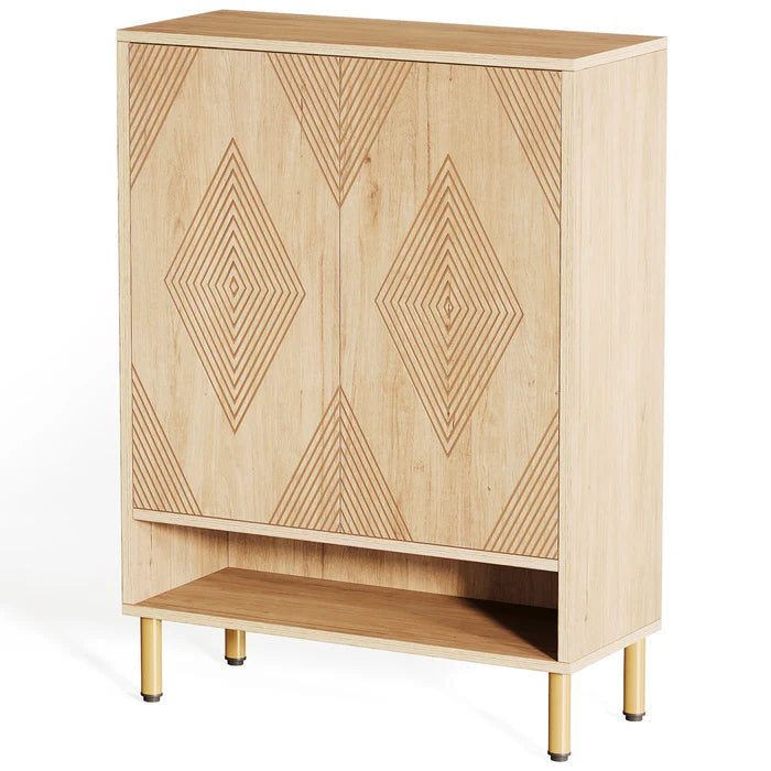 45" Wooden Shoe Cabinet - Adjustable Shelf Organizer