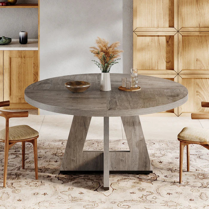 47-Inch Round Dining Table - Wood Kitchen Table for Dining Room and Living Room