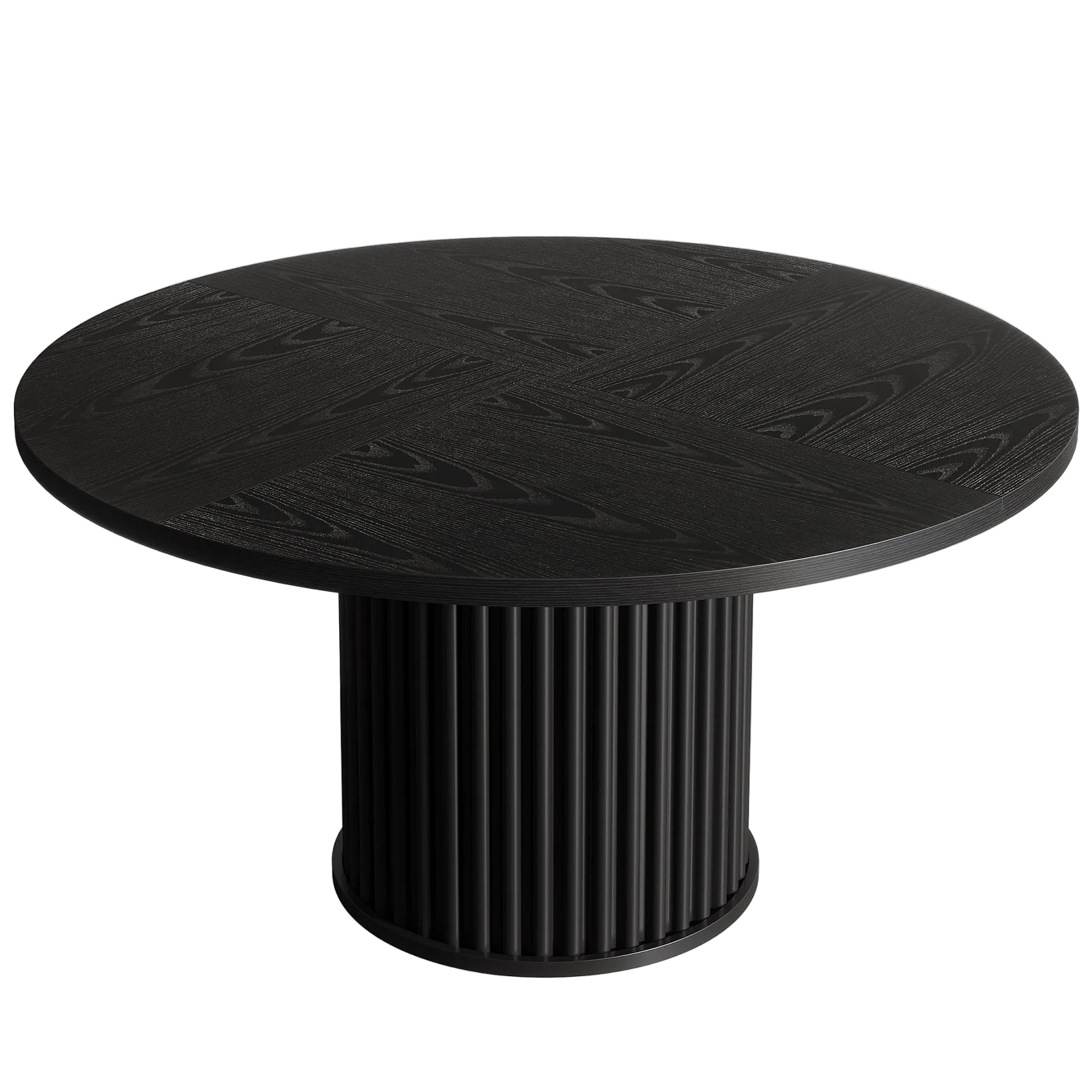 47" Round Conference Table for 4–6 People, Black Meeting Table with Sturdy Metal Base