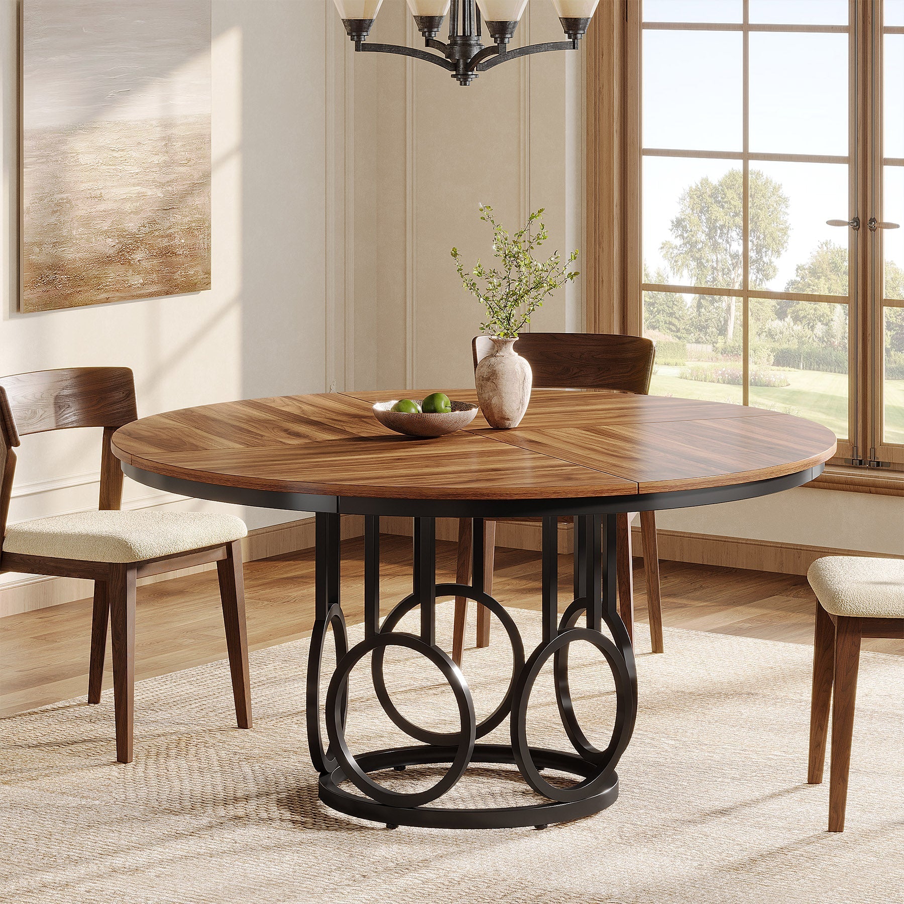 47" Wood Dining Table, Round Kitchen Table for 4 - 6 People Tribesigns