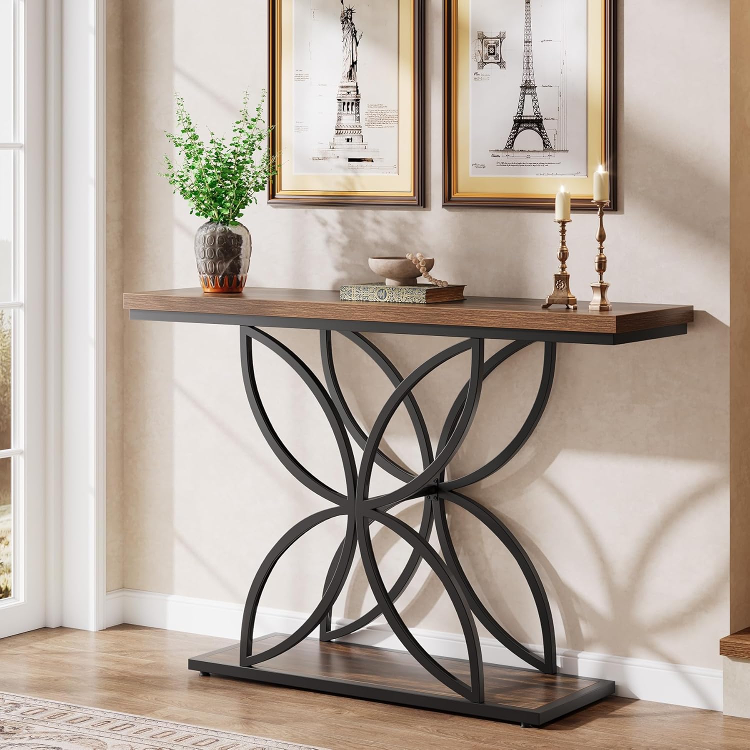 47" Industrial Console Table - Butterfly Base Entryway Table