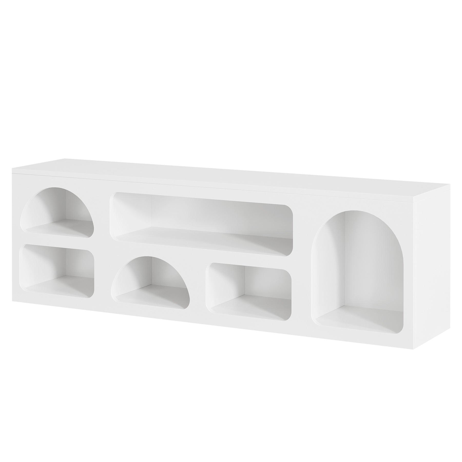 Tribesigns 63-Inch TV Stand with 6 Open Shelves, Modern Entertainment Center for Living Room