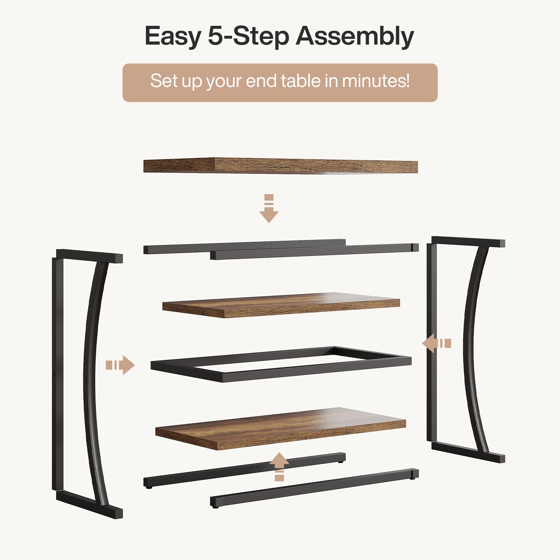 Tribesigns 23.62" Narrow Side Table, Small Metal and Wood Bedside Table with Storage