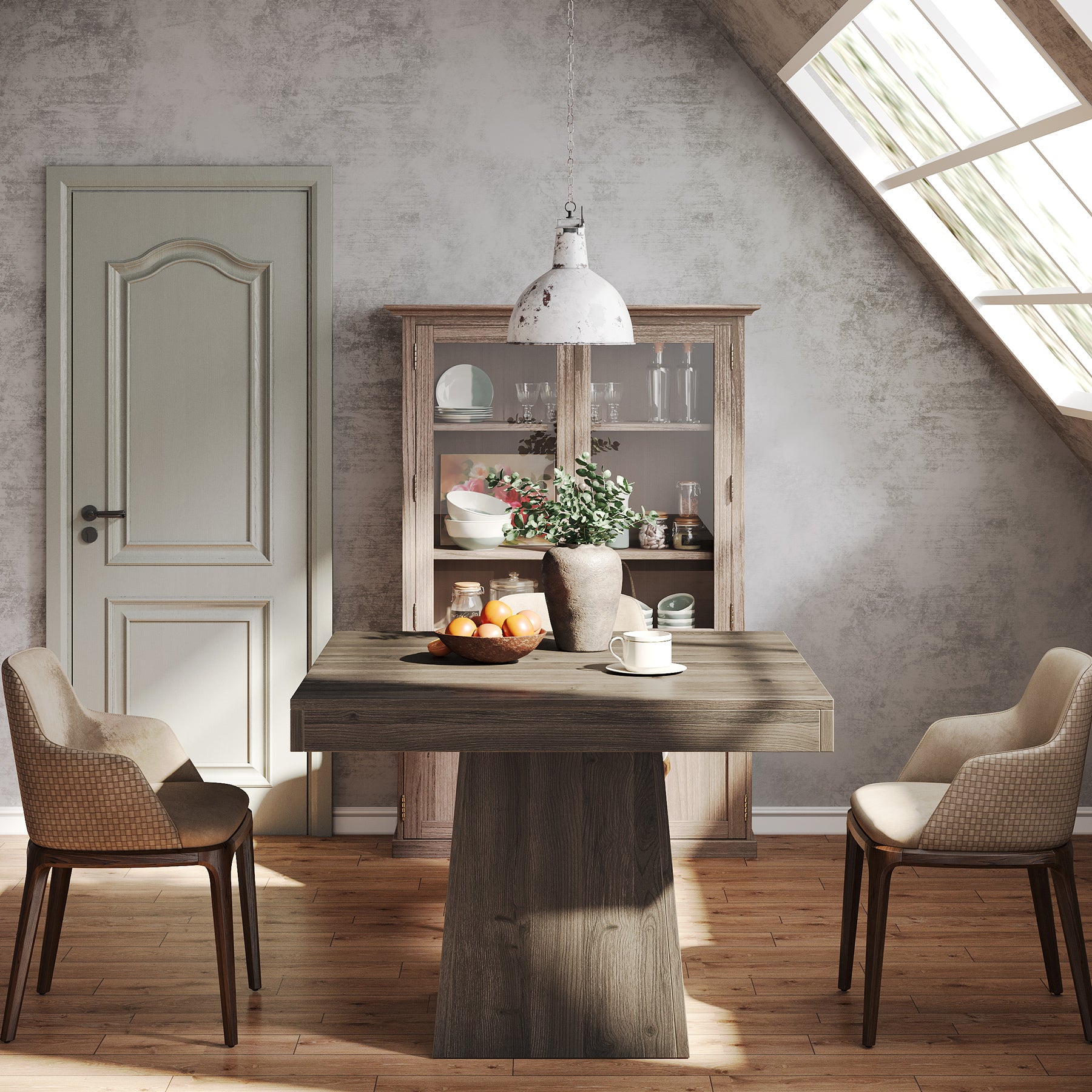 Tribesigns 31.5-Inch Square Dining Table for 4 with Pedestal Base, Farmhouse Kitchen Table