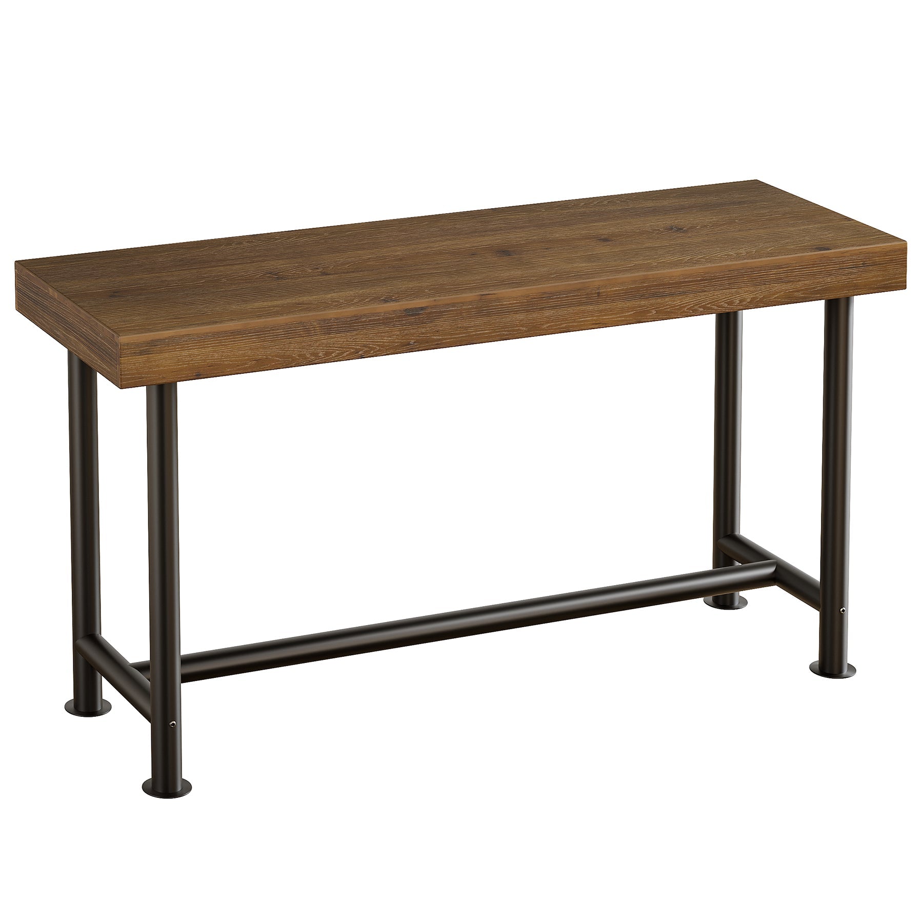 63-Inch Solid Wood Bar Table with Metal Legs, Rectangular Counter Height Pub Table