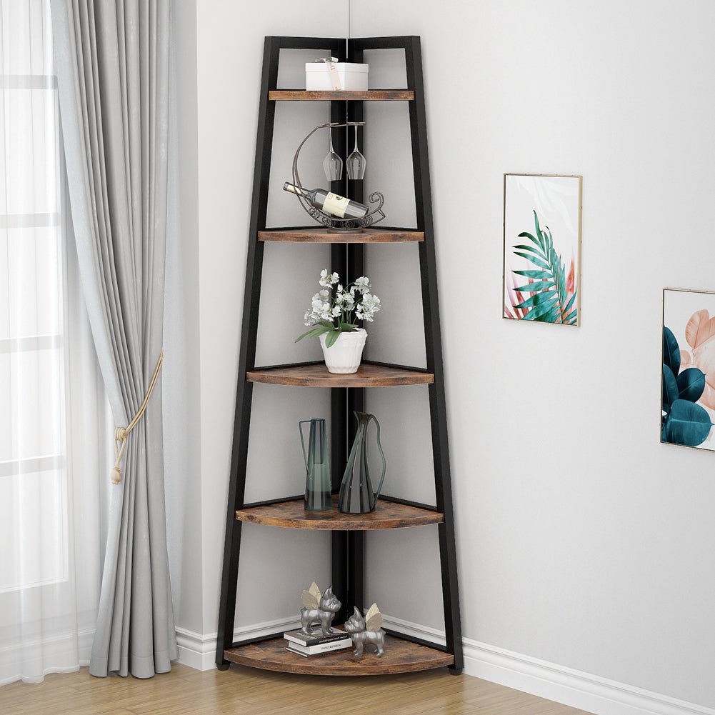 5-Tier 70 Inch Tall Corner Ladder Shelf Small Bookcase