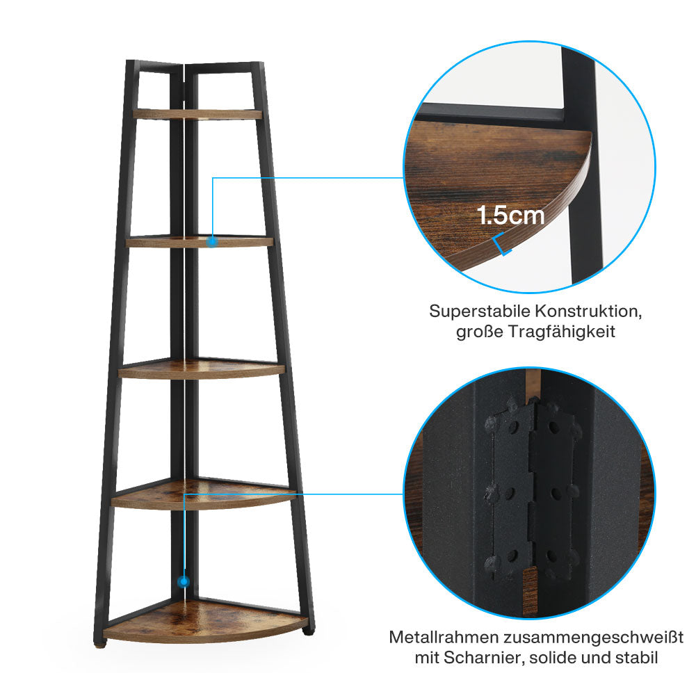 5-Tier 70 Inch Tall Corner Ladder Shelf Small Bookcase
