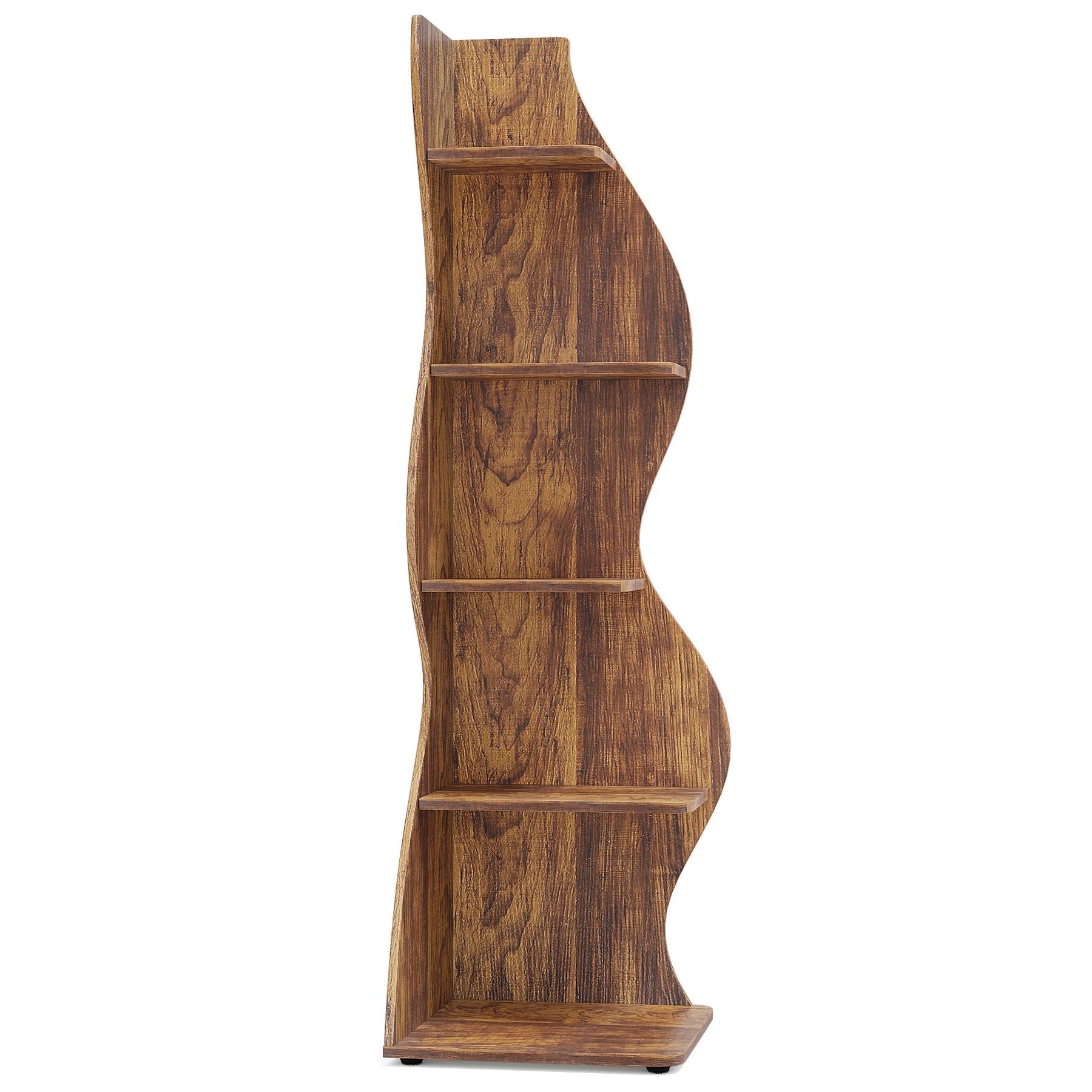 Modern 5-Tier Wall Corner Bookshelf Bookcase#Colour_Rustic Brown
