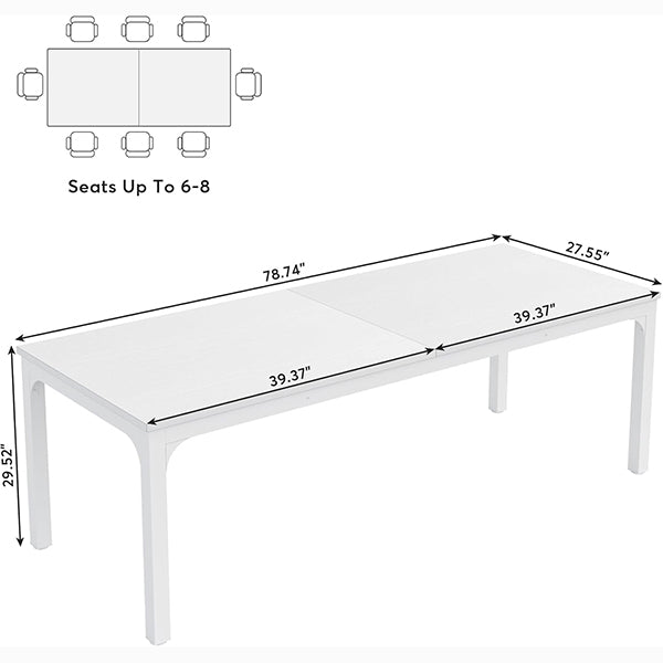 Rectangular Dining Table, 78 inch Long Kitchen Table for 6-8 People
