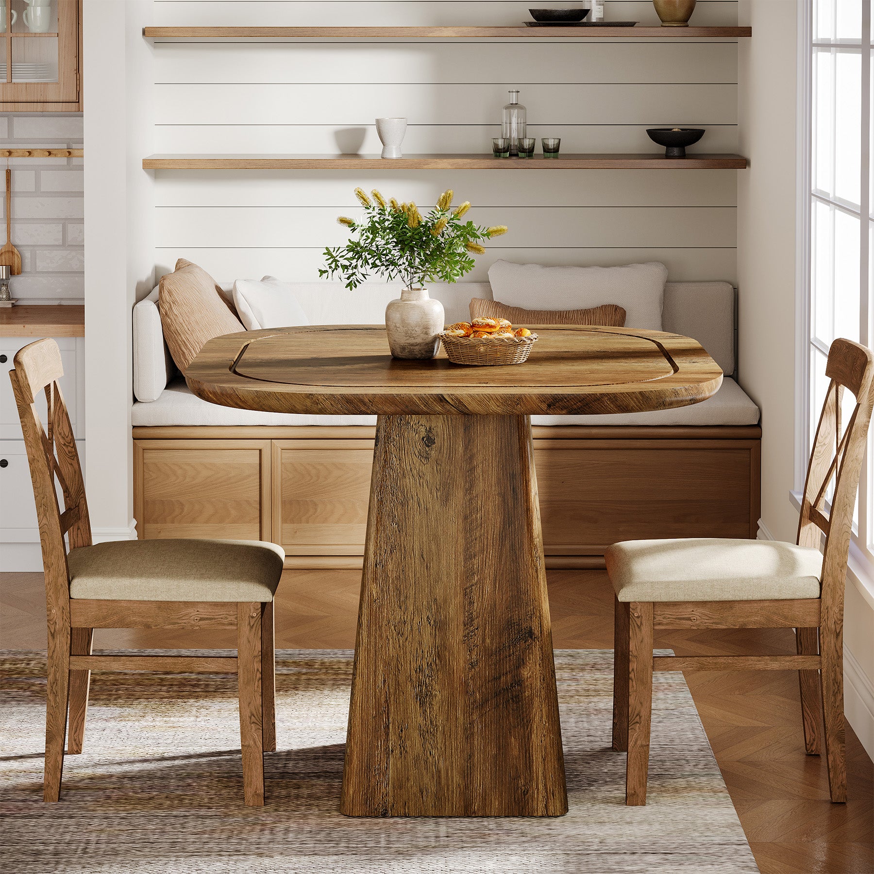 31.5-Inch Farmhouse Square Dining Table for 2–4, Rustic Kitchen Table for Small Spaces