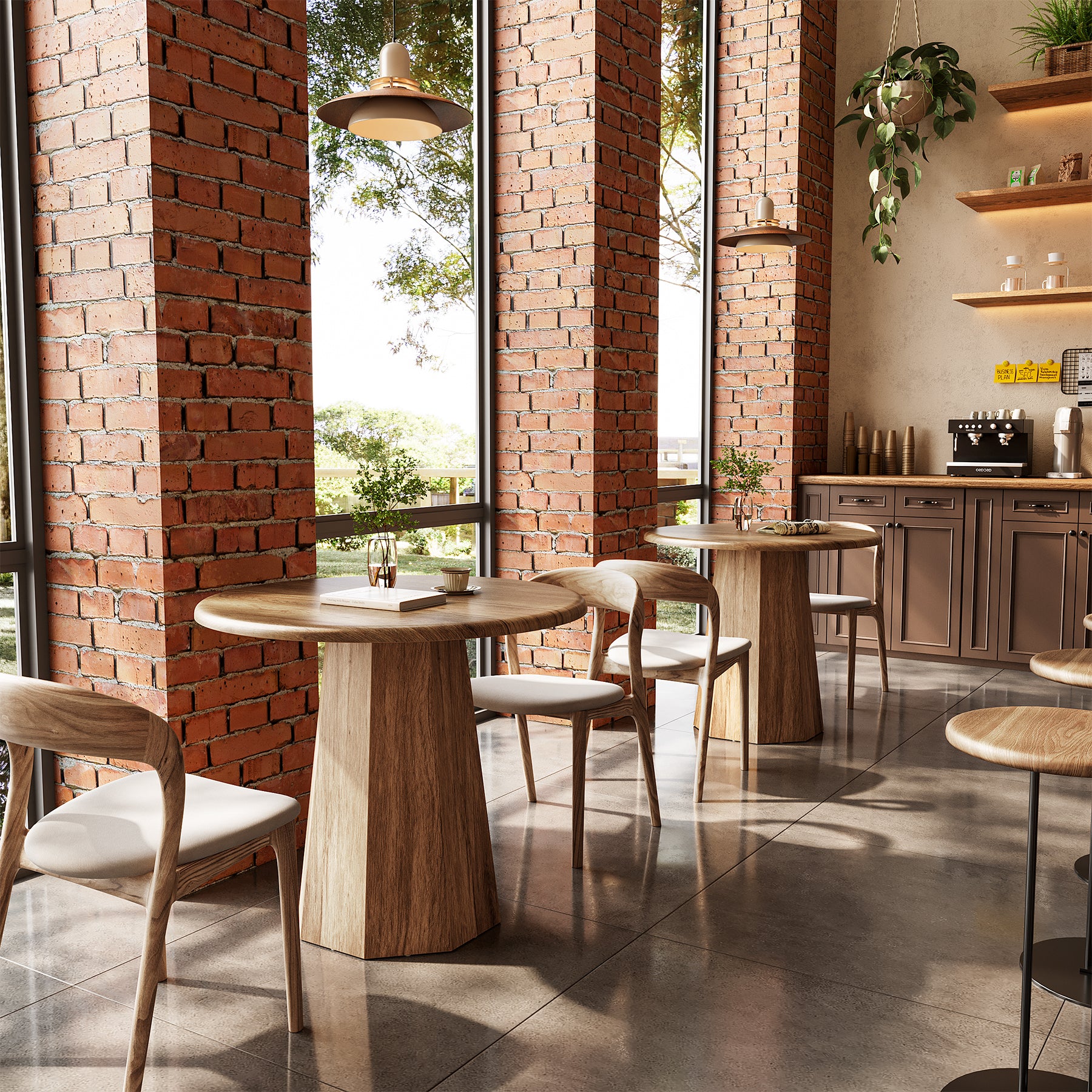 Compact Round Dining Table 31.5", Octagonal Base Kitchen Table for 2-4 People