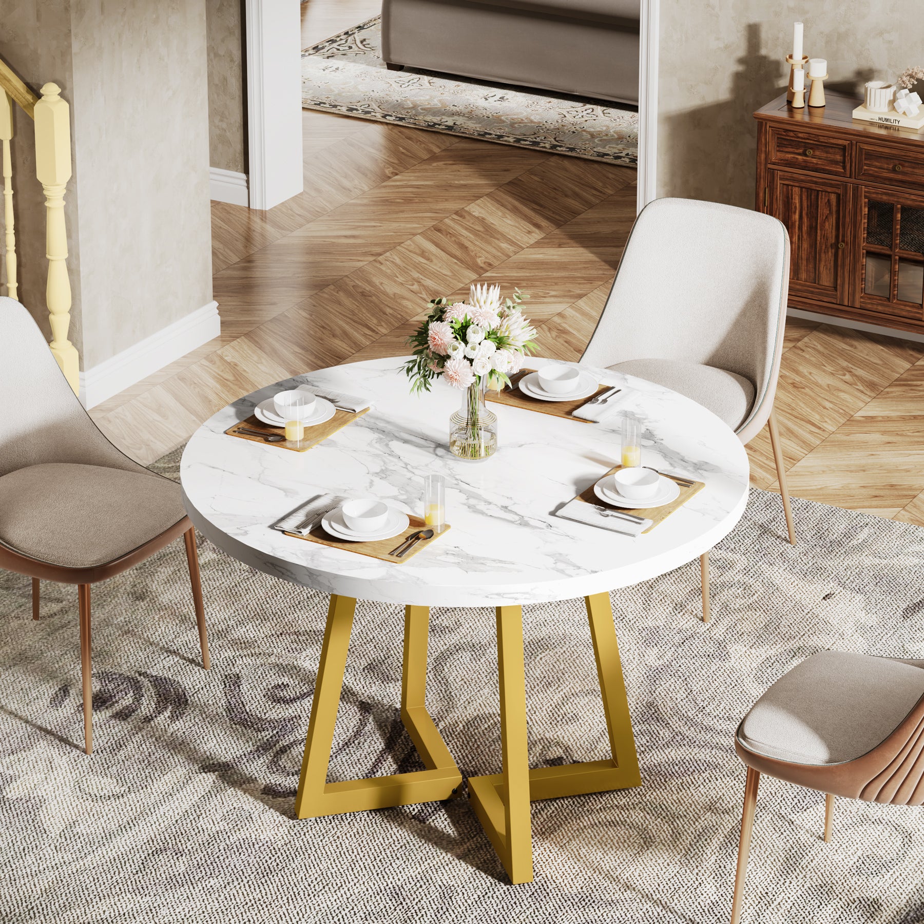 31.5" Industrial Round Dining Table Cafe-Style Table