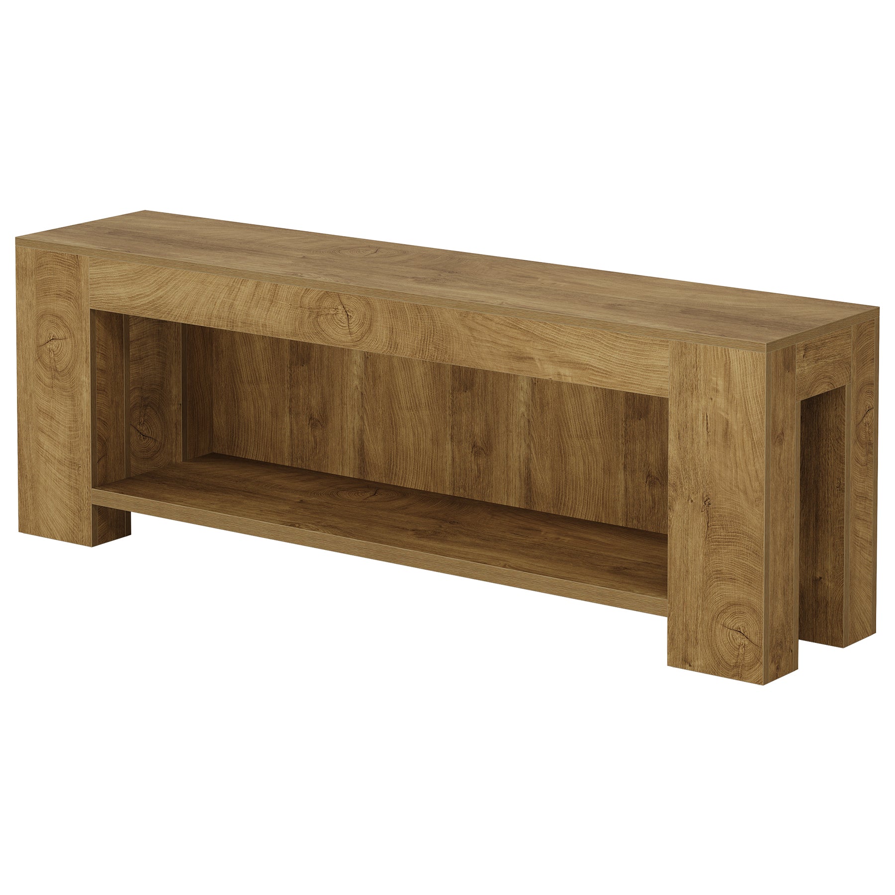 63-Inch TV Stand for 55 to 75-Inch TVs with Open Storage Shelves, Rustic Media Console Table for Living Room