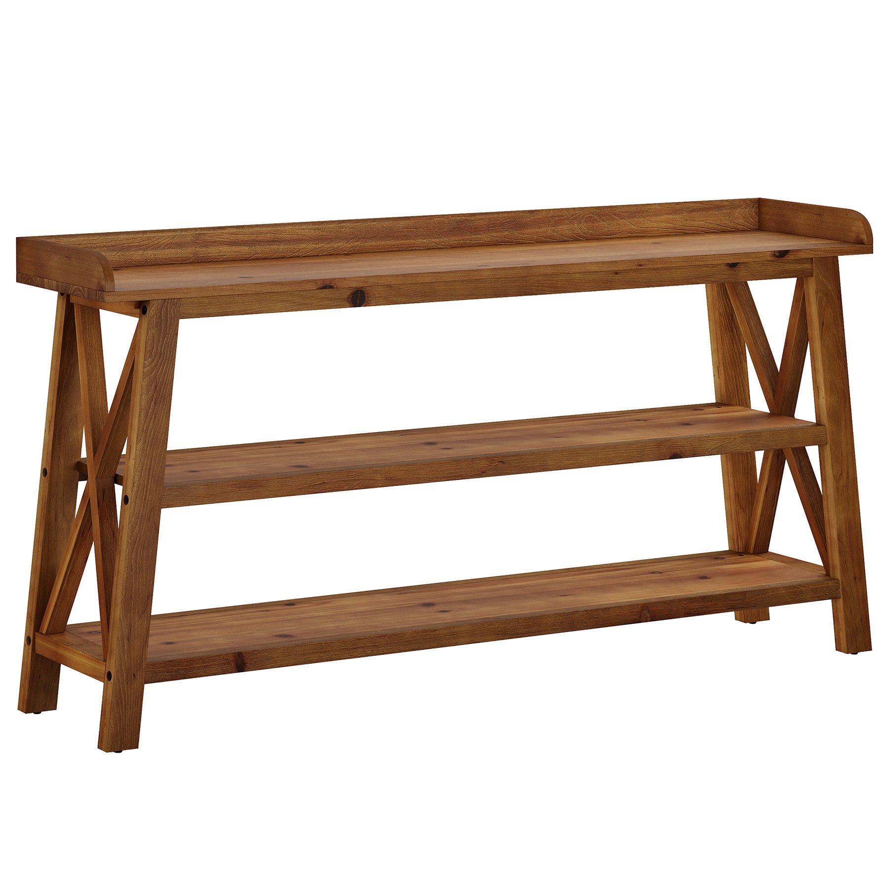 Tribesigns 63-Inch Solid Wood Console Table with X-Frame, 3-Tier Hallway Table for Living Room