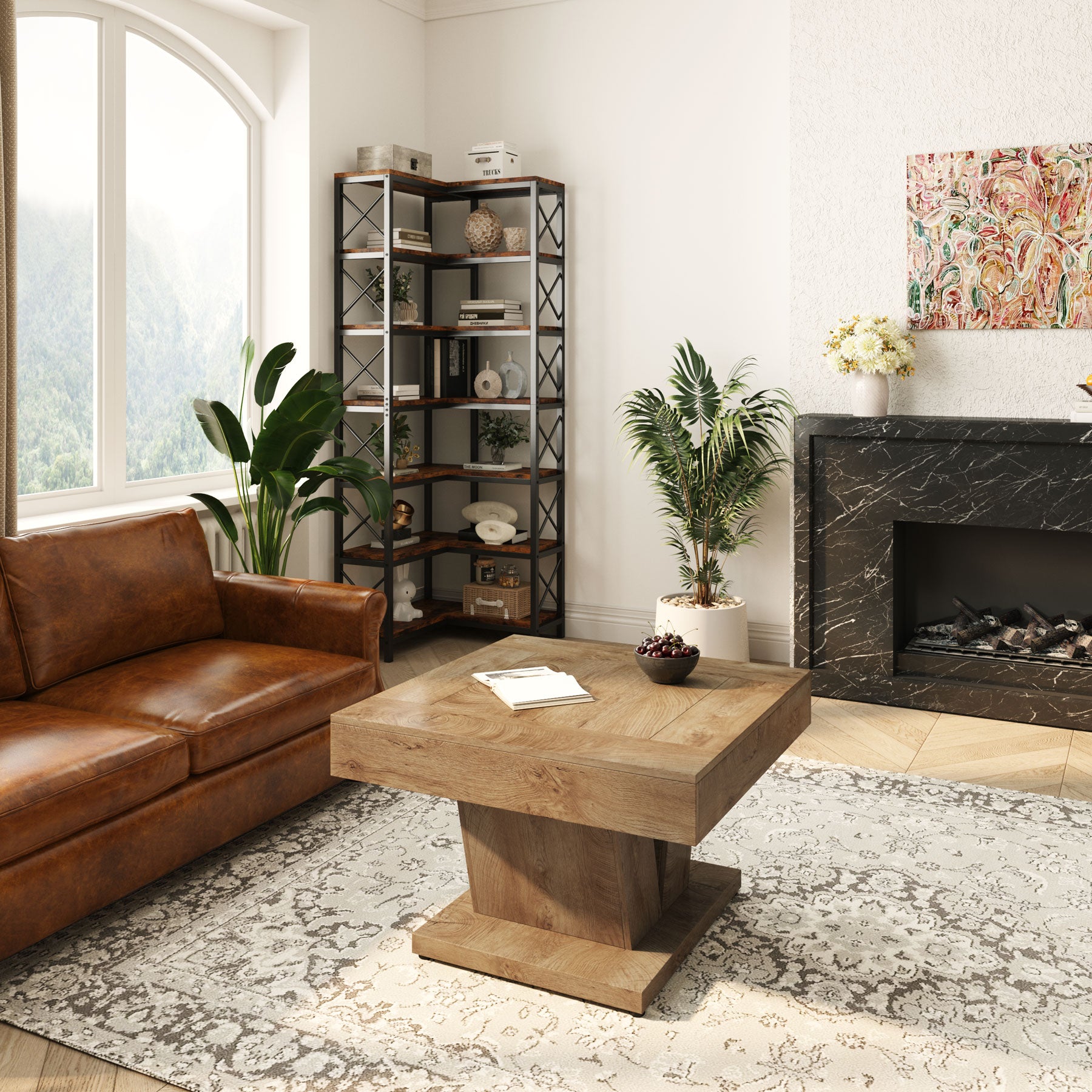 Wood Coffee Table, 31.5" Modern Center Table Cocktail Tea Table