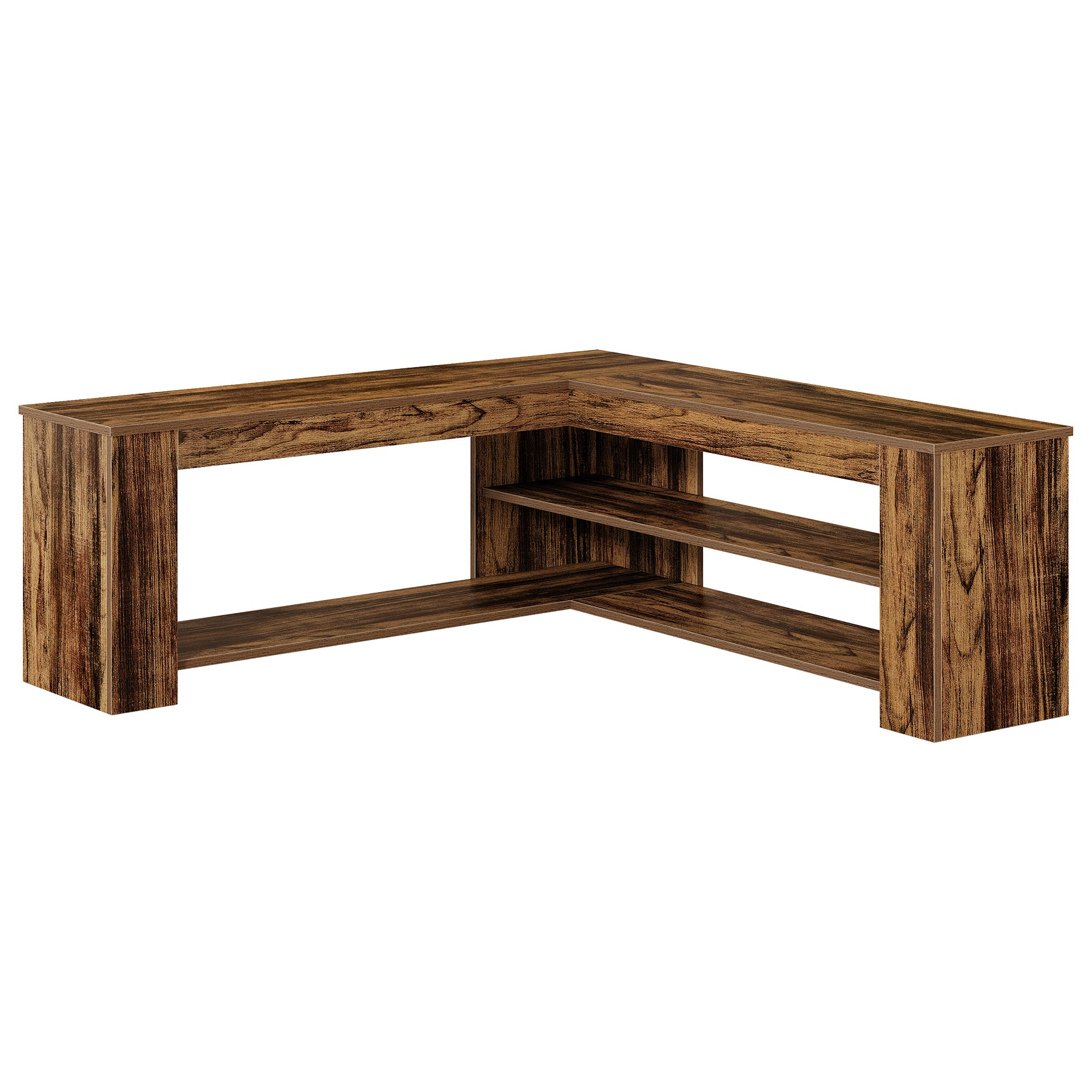 47.24 Inch L Shaped Storage Bench, Corner Entryway Shoe Bench with 2 Tier Rack for Home Foyer