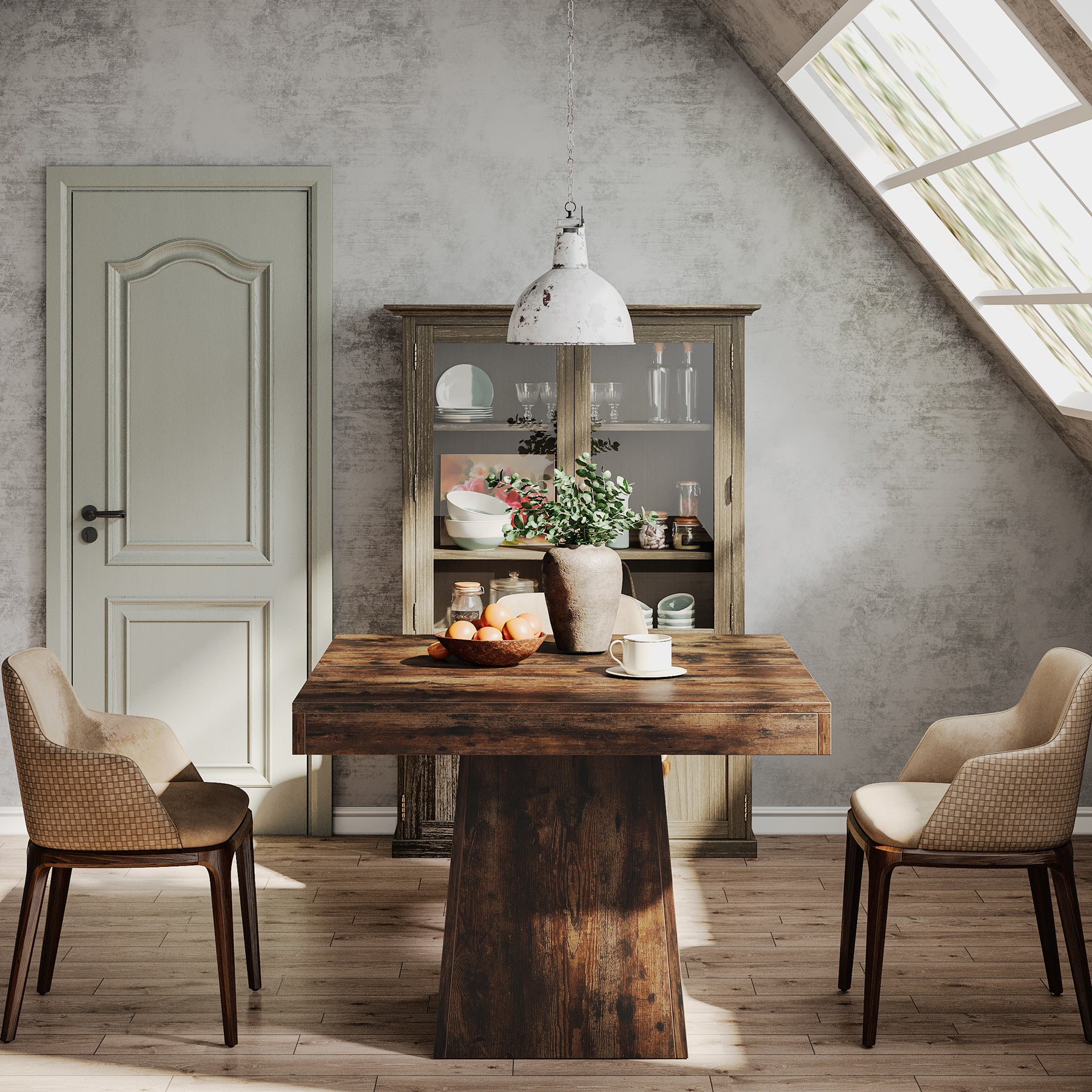 Tribesigns 31.5-Inch Square Dining Table for 4 with Pedestal Base, Farmhouse Kitchen Table