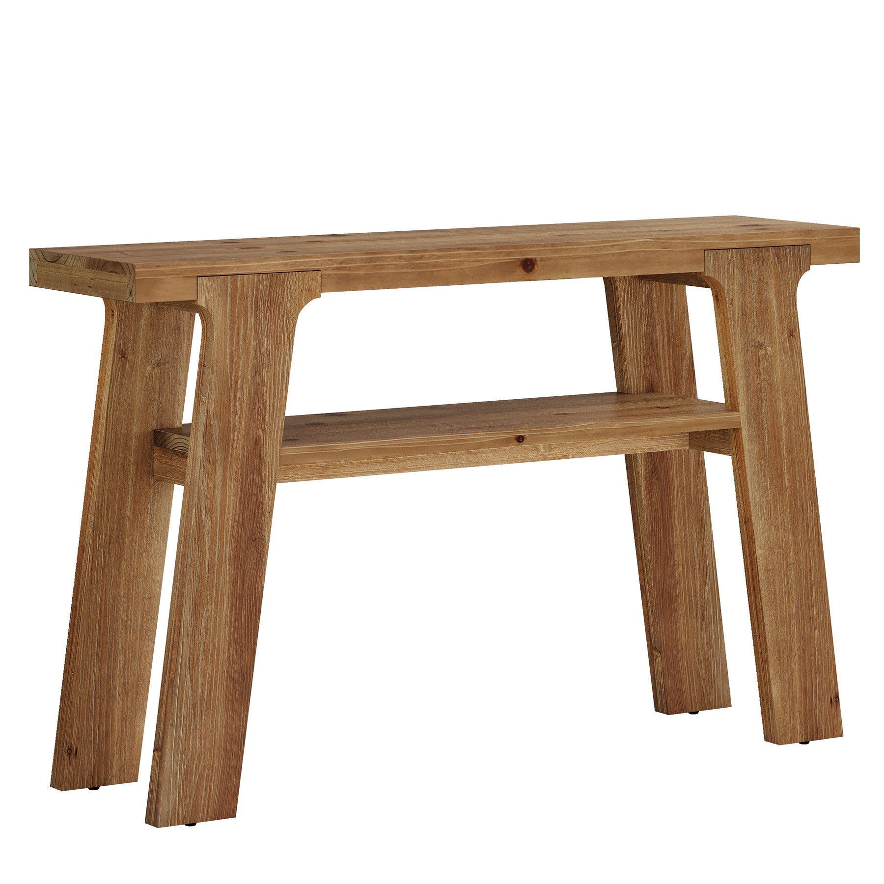 47-Inch Solid Wood Console Table with 2-Tier Storage, Farmhouse Entryway Table