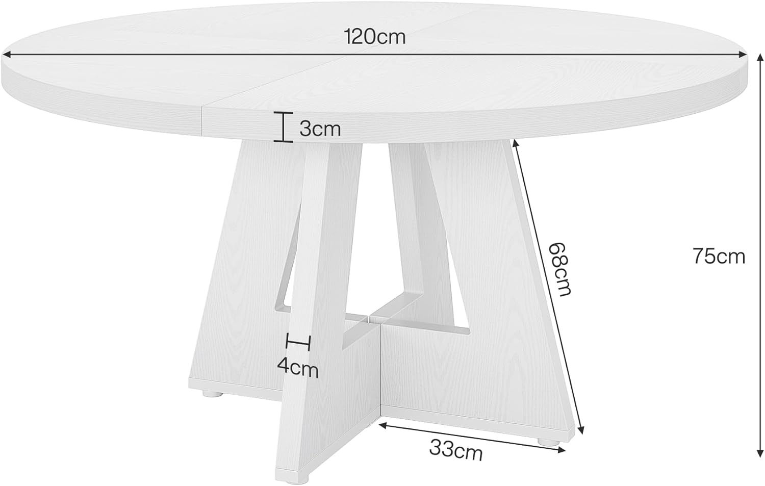 47-Inch Round Dining Table - Wood Kitchen Table for Dining Room and Living Room