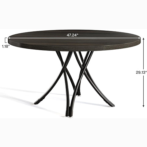 47" Dining Table, Wood Circle Kitchen Table for 4