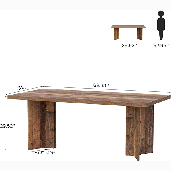 63" Wood Executive Desk, Farmhouse Computer Desk with Large Tabletop