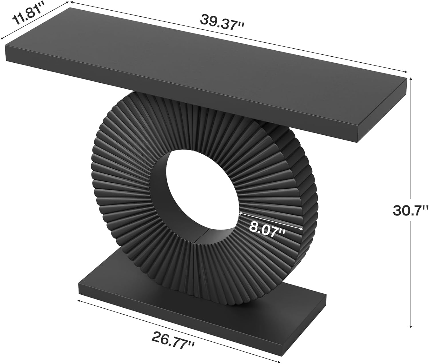 Modern Console Table 40" Wood Sofa Table with Geometric Base