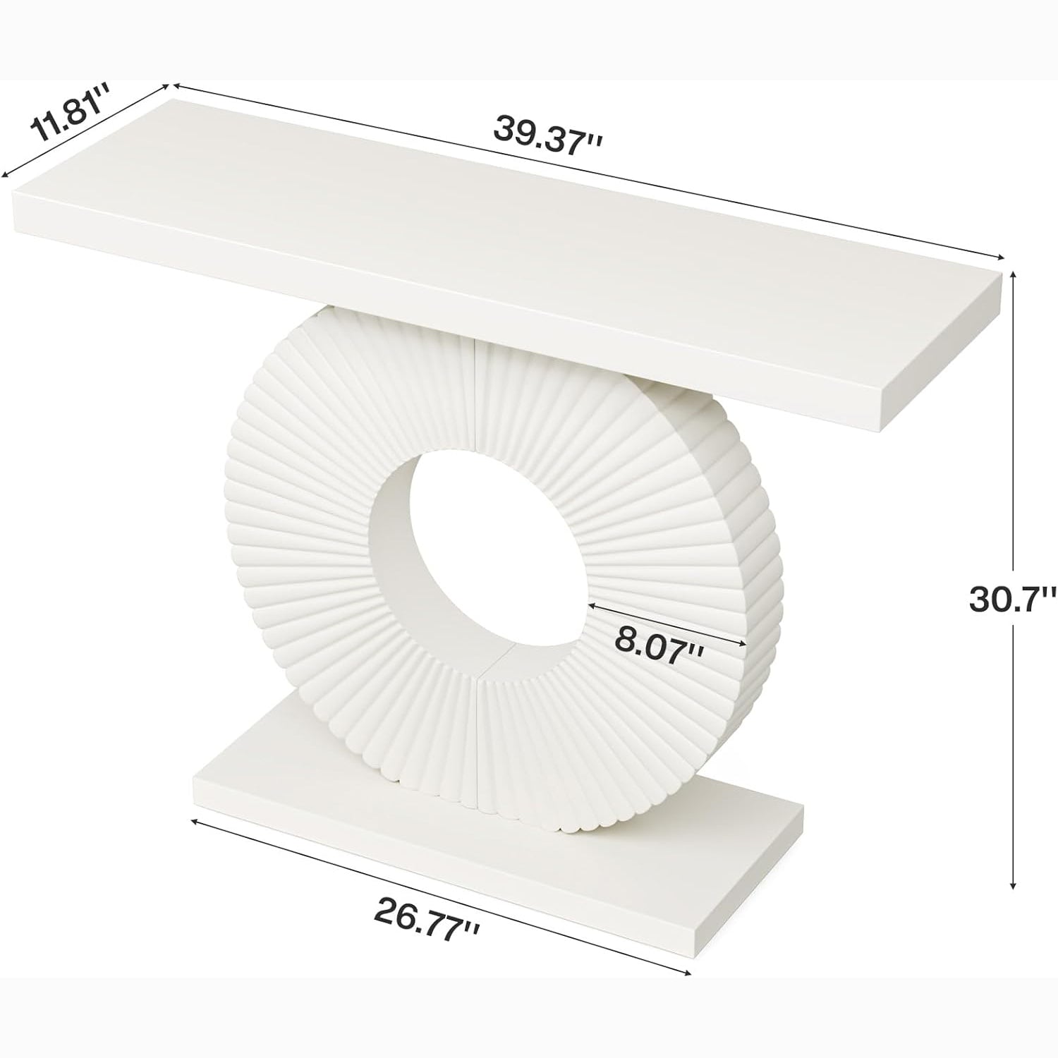 Modern Console Table 40" Wood Sofa Table with Geometric Base