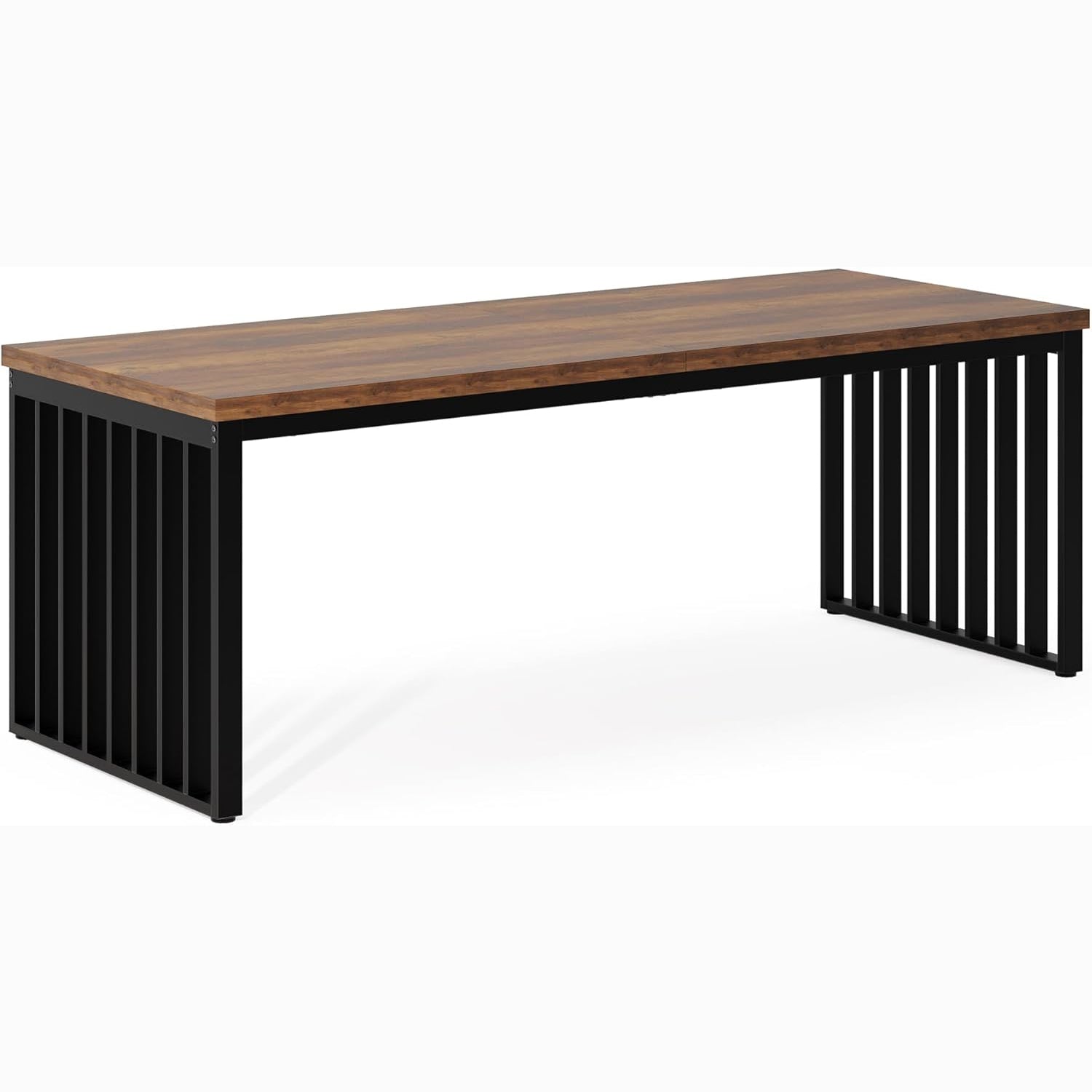 Modern Industrial Dining Table for 8, 71" Long Farmhouse Kitchen Table with Metal Frame